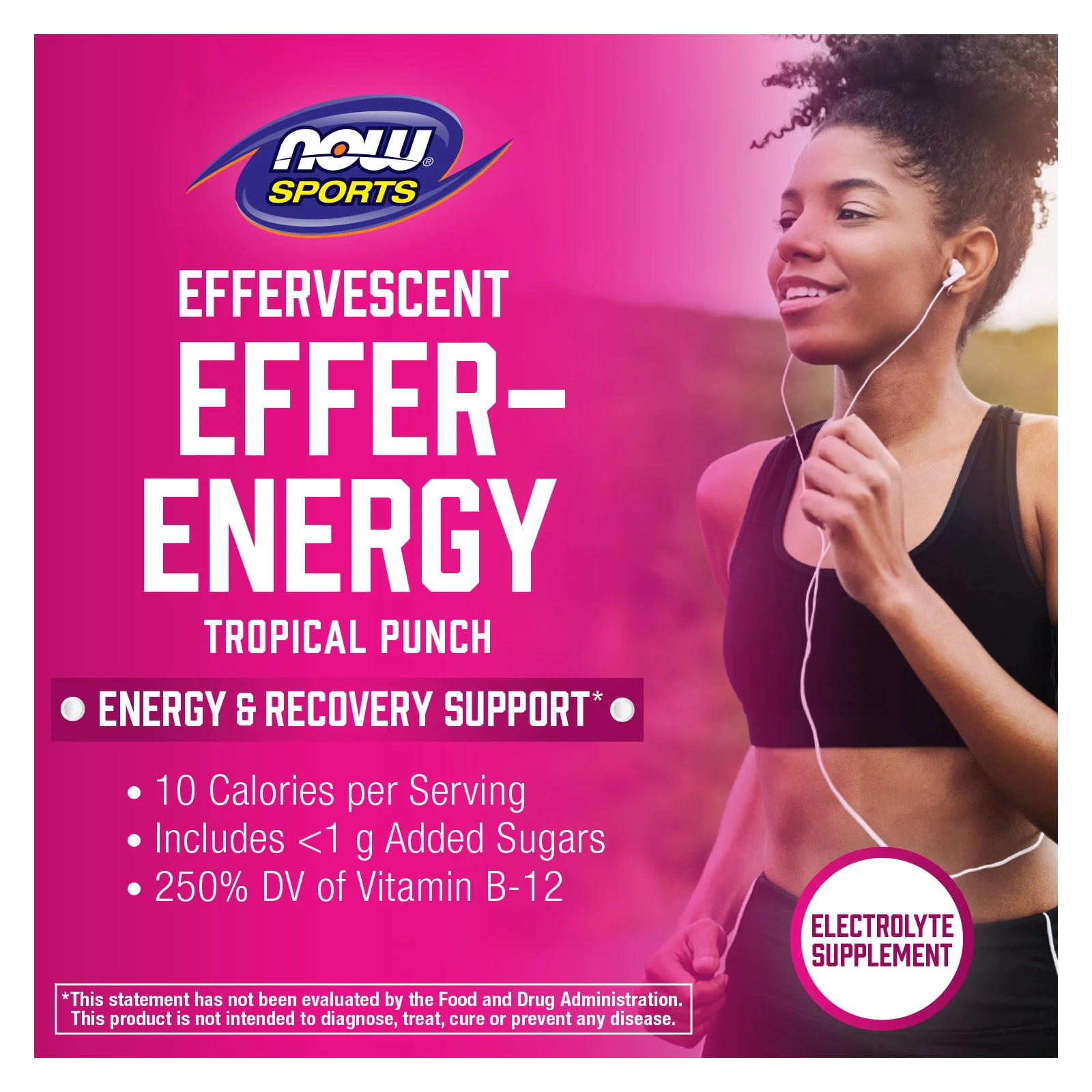 NOW Foods, Sports, Effer-Energy, тропический пунш, 10 таблеток, 54 г (1,9 унции)