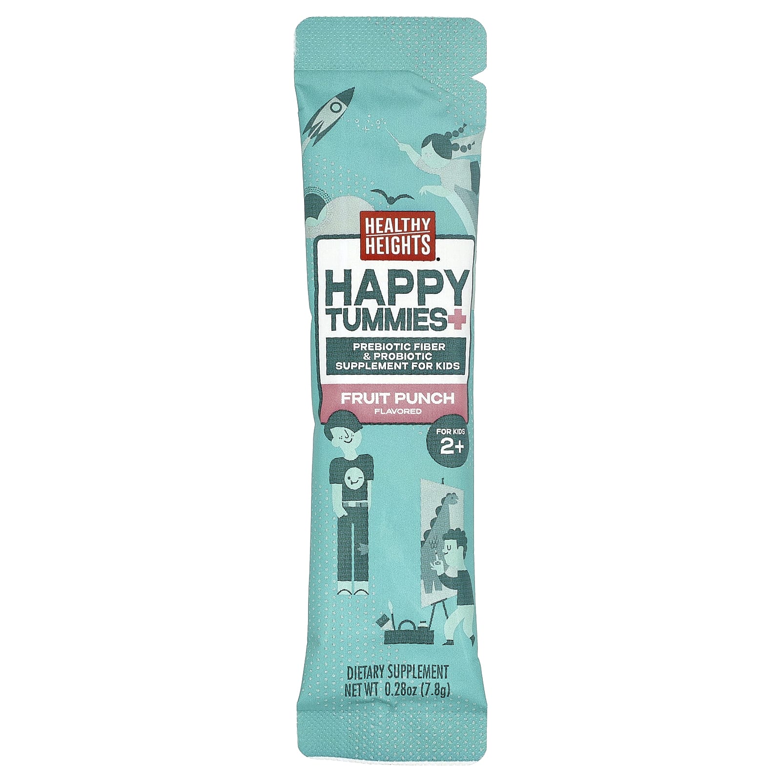 Healthy Heights, Happy Tummies, смесь для приготовления напитка для поддержки пищеварения, для детей от 2 лет, фруктовый пунш, 15 стик-пакетов по 7,8 г (0,28 унции)