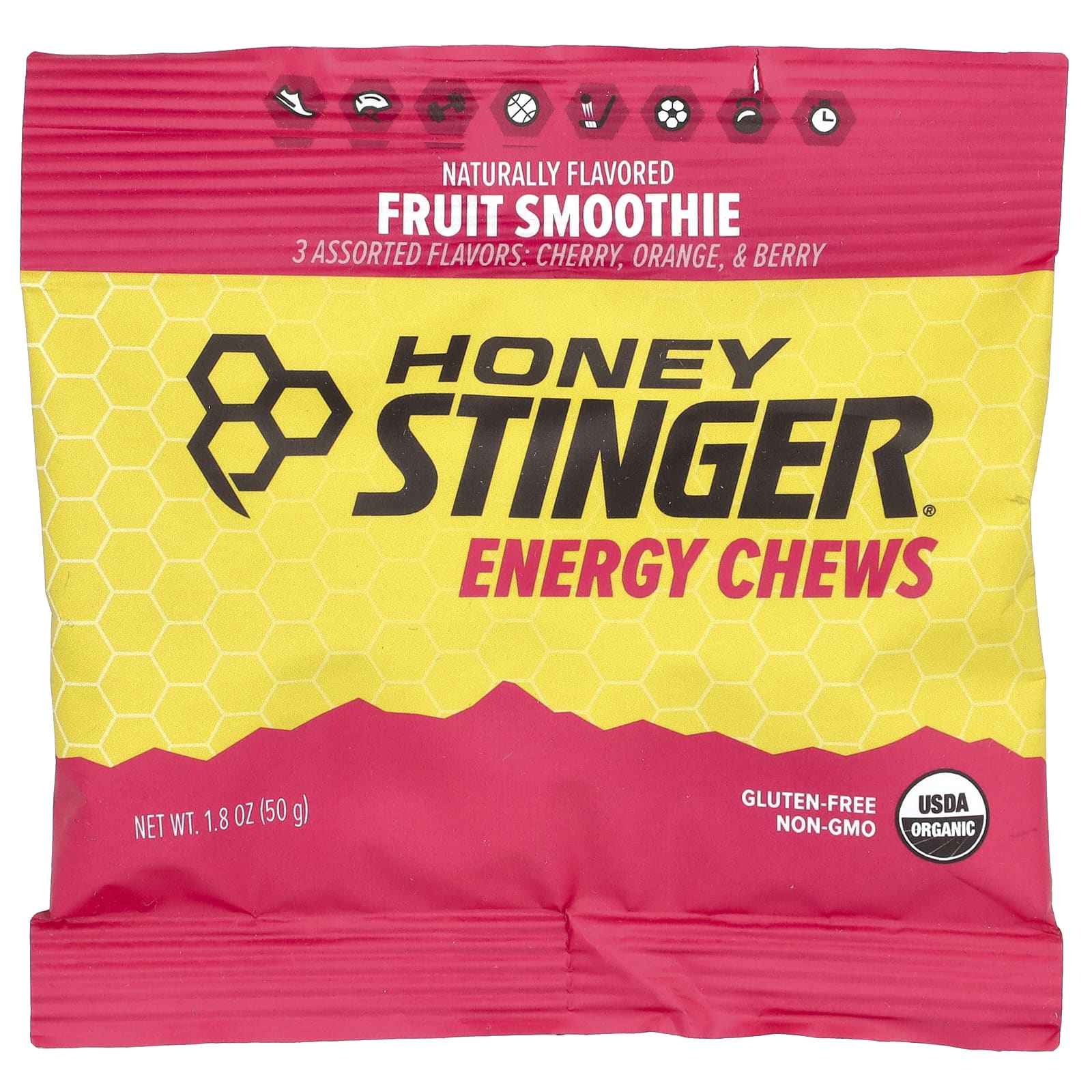 Honey Stinger, Energy Chews, фруктовый смузи, 12 пакетиков по 50 г (1,8 унции)