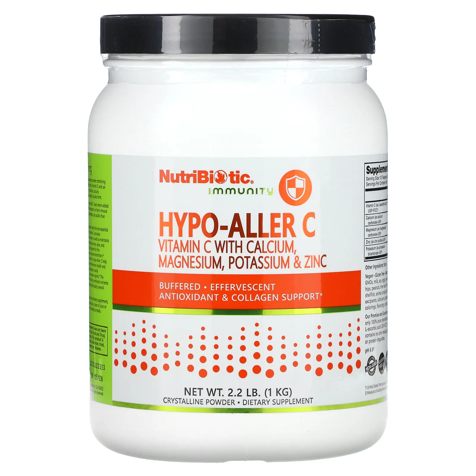 NutriBiotic, Immunity, Hypo-Aller C, витамин C с кальцием, магнием, калием и цинком, 1 кг (2,2 фунта)