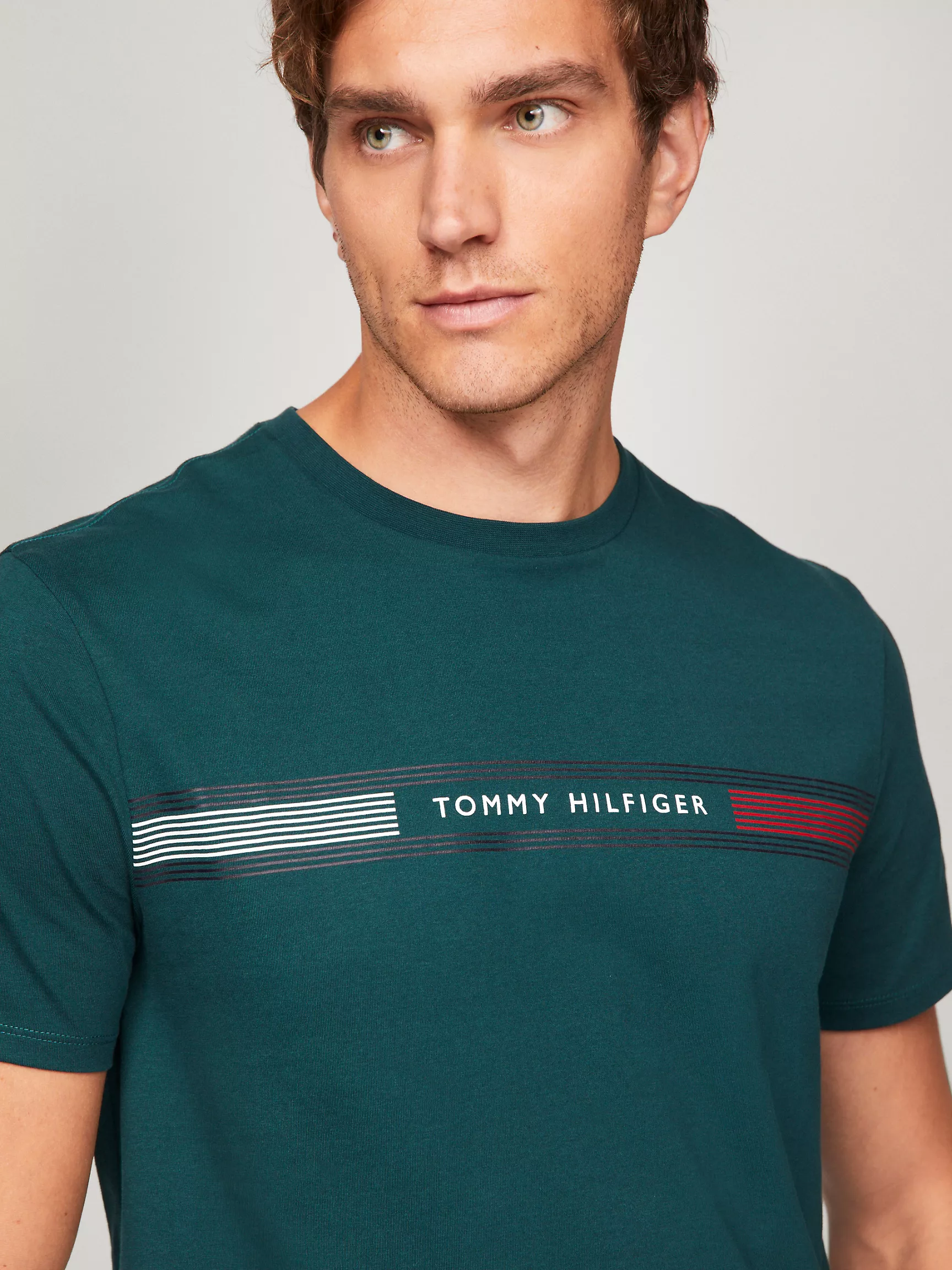 Мужская футболка Tommy Hilfiger, Футболка с графическим принтом полос Tommy