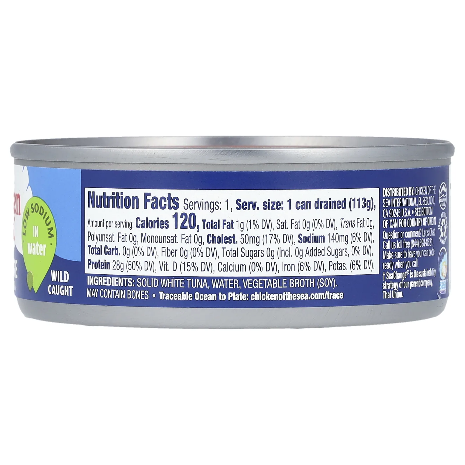 Chicken of the Sea, Albacore, премиальный тунец в воде, с низким содержанием натрия, 142 г (5 унций)