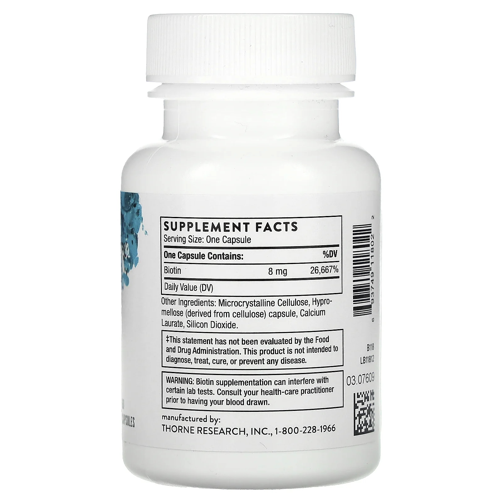Thorne, биотин, 8000 мкг, 60 капсул