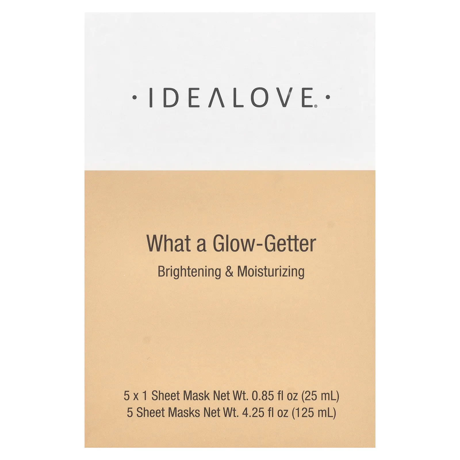 Idealove, What a Glow-Getter, осветляющие и увлажняющие тканевые маски, 5 шт. по 25 мл (0,85 жидк. унции)