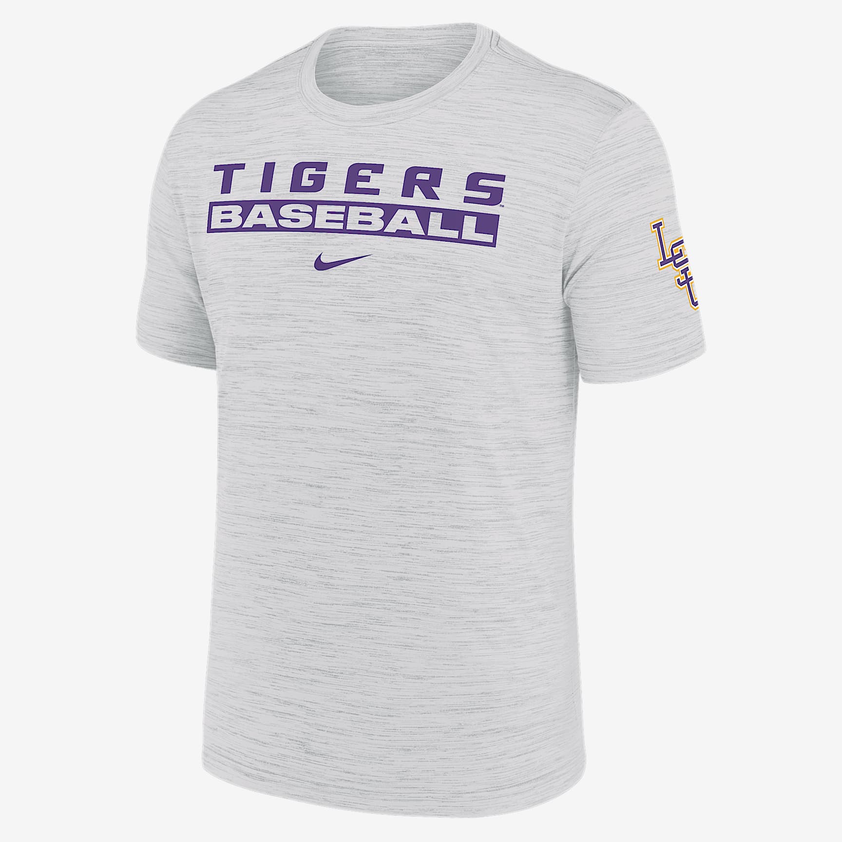 LSU Tigers Velocity Baseball Wordmark Stack Men's Nike Dri-FIT College T-Shirt