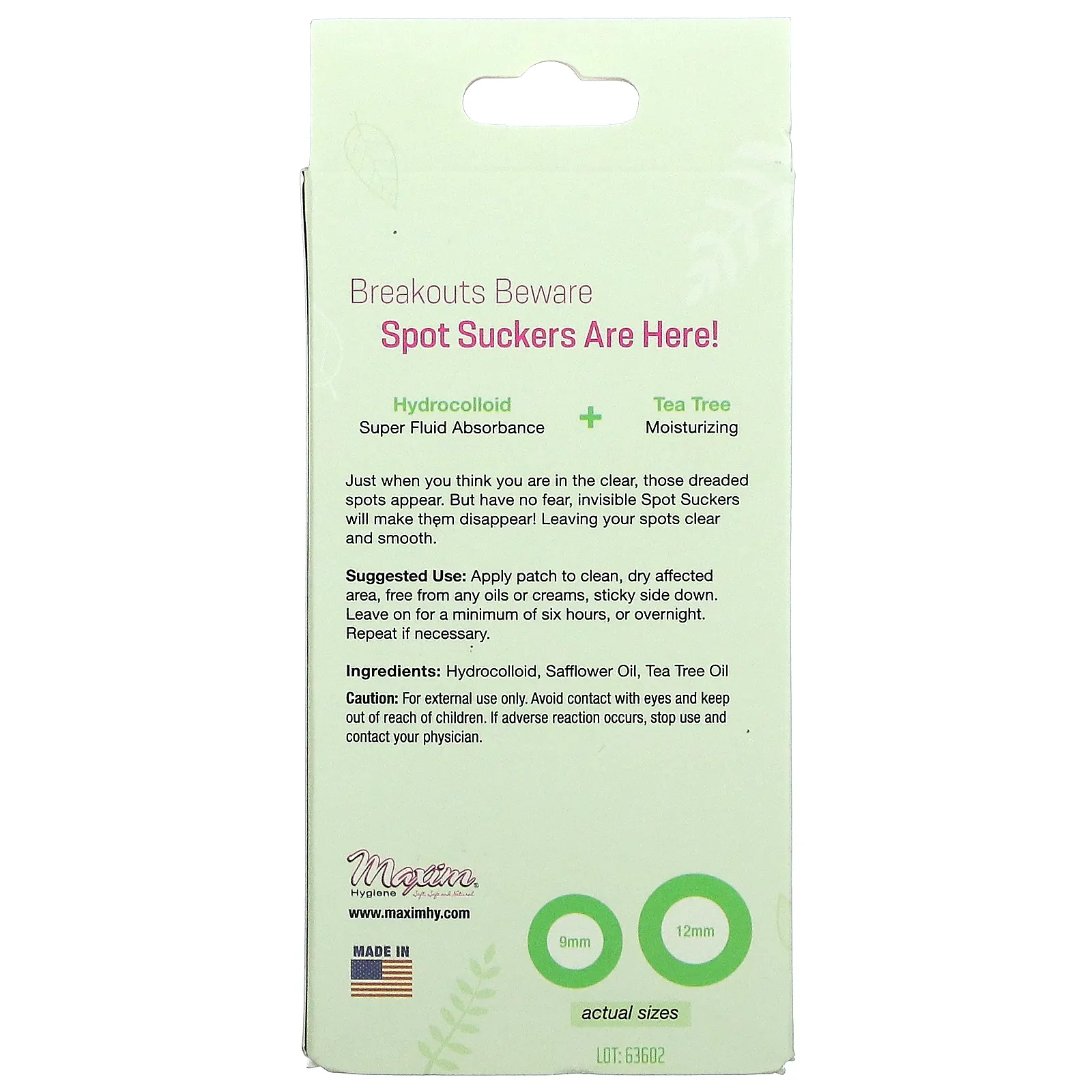 Maxim Hygiene Products, MaxSkin, точечные присоски, 40 патчей, размеры 9 и 12 мм