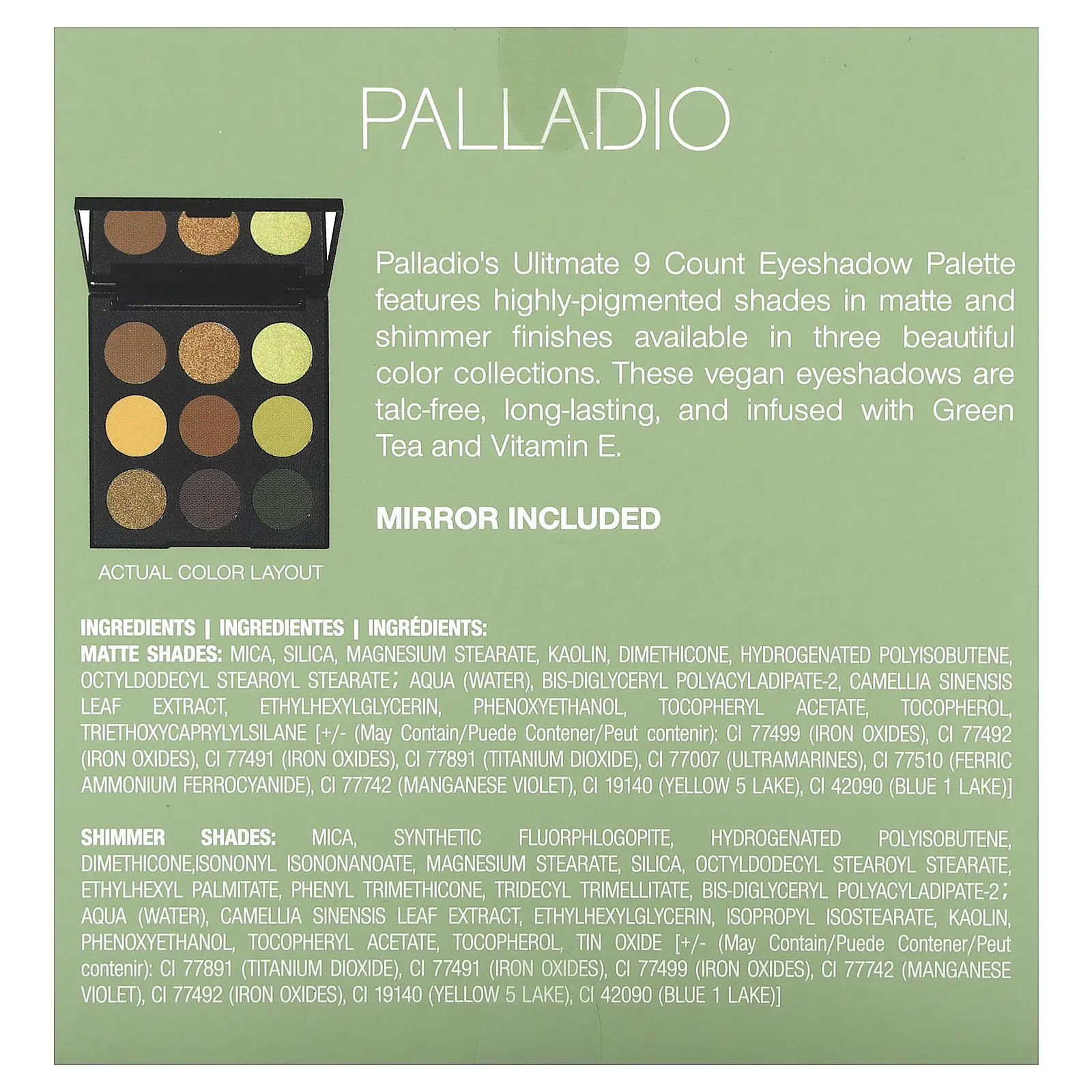Palladio, Ultimate палитра теней для век, 9 шт., Natural Earth, 9,6 г (0,33 унции)