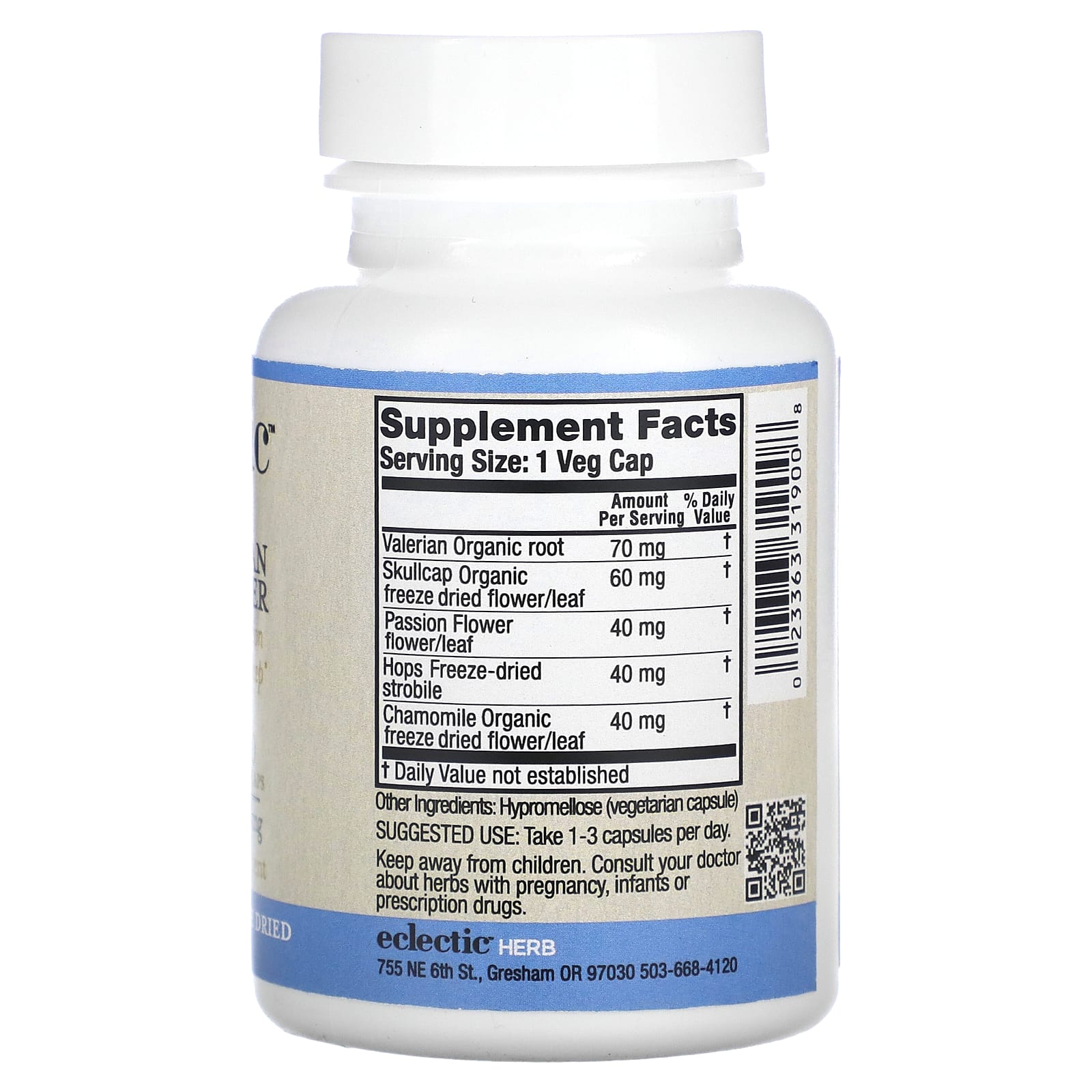 Eclectic Herb, валериана и пассифлора, сублимированные в свежем виде, без ГМО, 250 мг, 90 вегетарианских капсул