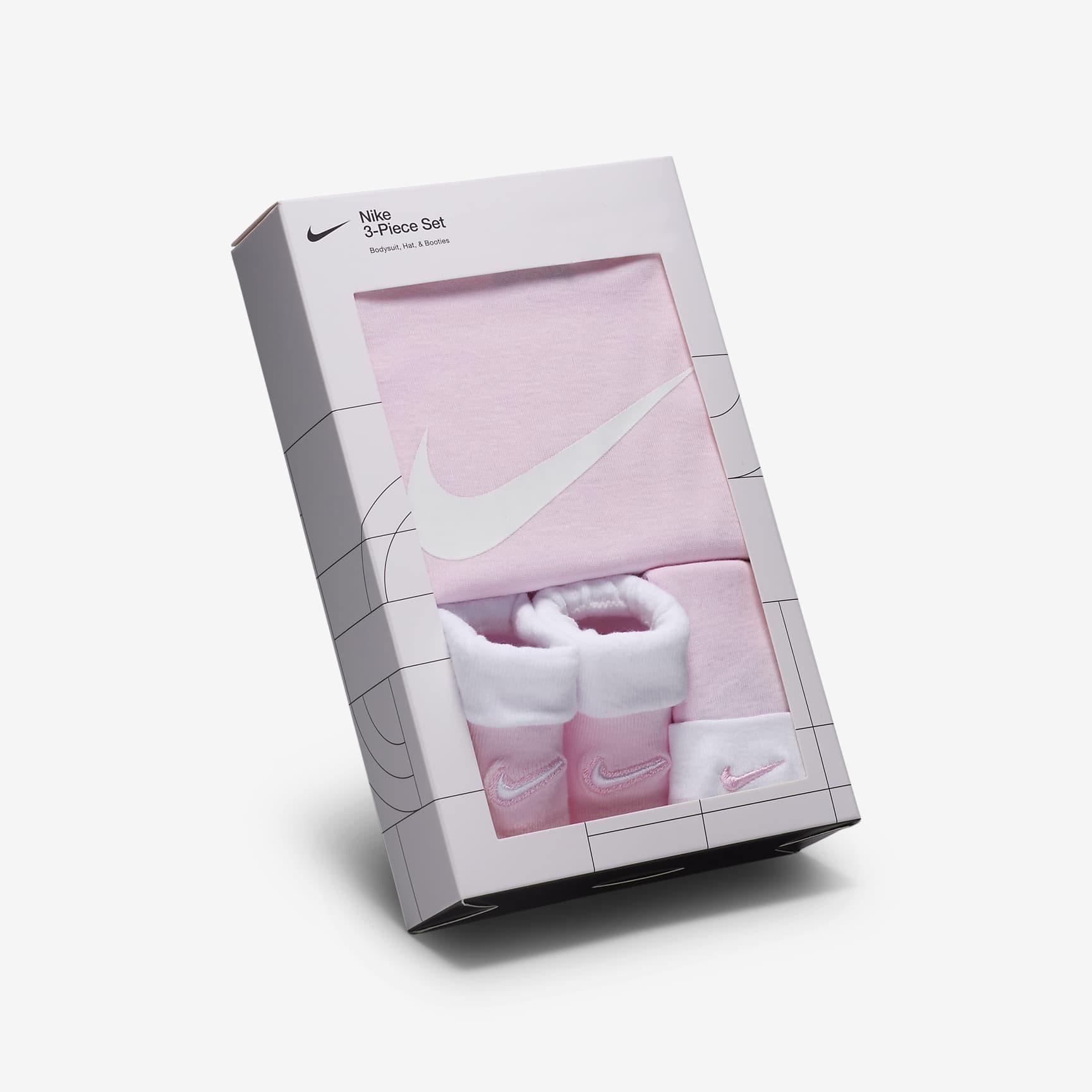 Nike Baby (0-6M) Bodysuit, Hat and Booties Box Set