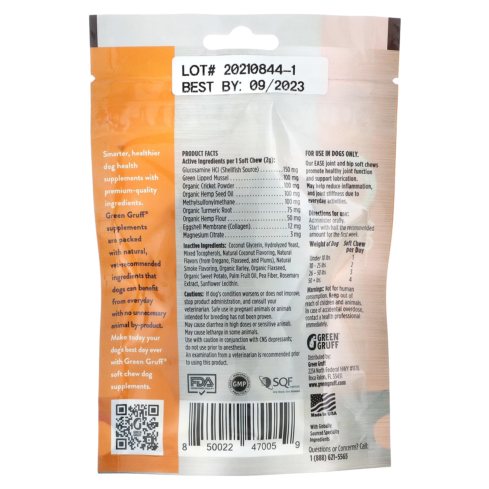 Green Gruff, Ease Joint & Hip, кокос, 24 жевательных таблетки, 48 г (1,7 унции)