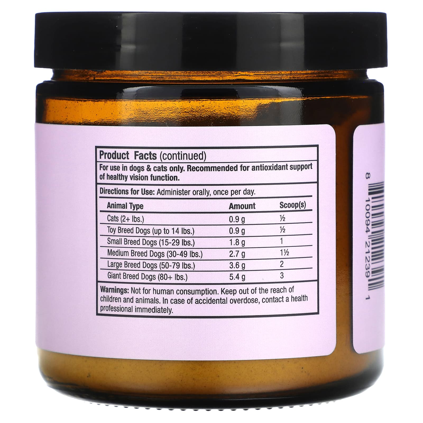 Dr. Mercola, Bark & Whiskers, добавка для поддержки глаз, для собак и кошек, 162 г (5,71 унции)