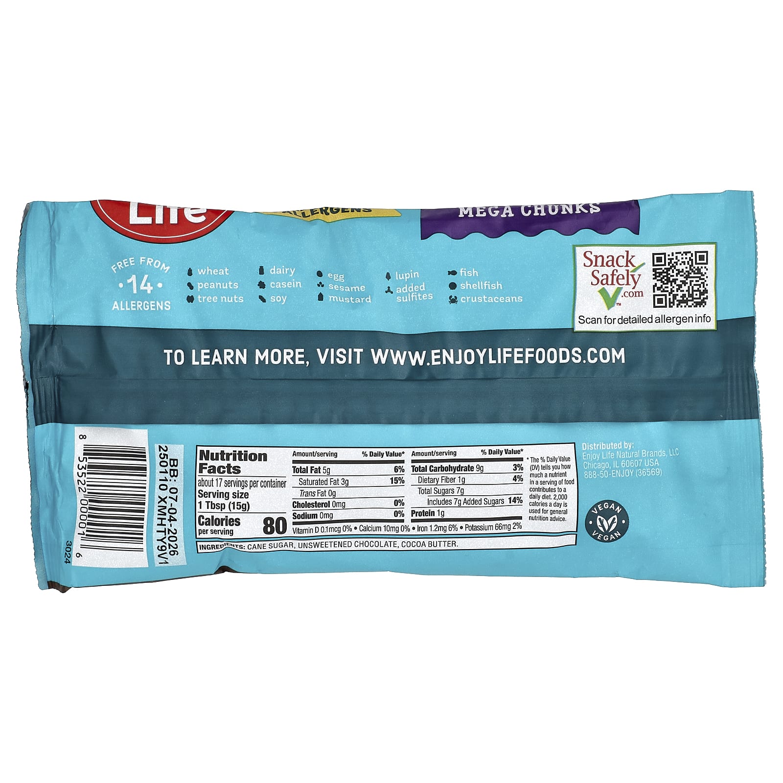 Enjoy Life Foods, 100% натуральные шоколадные крошки, полусладкие, 255 г (9 унций)