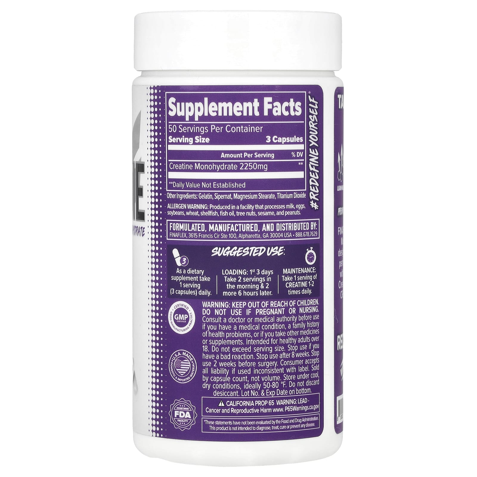 Finaflex, Чистый креатин, 750 мг, 150 капсул