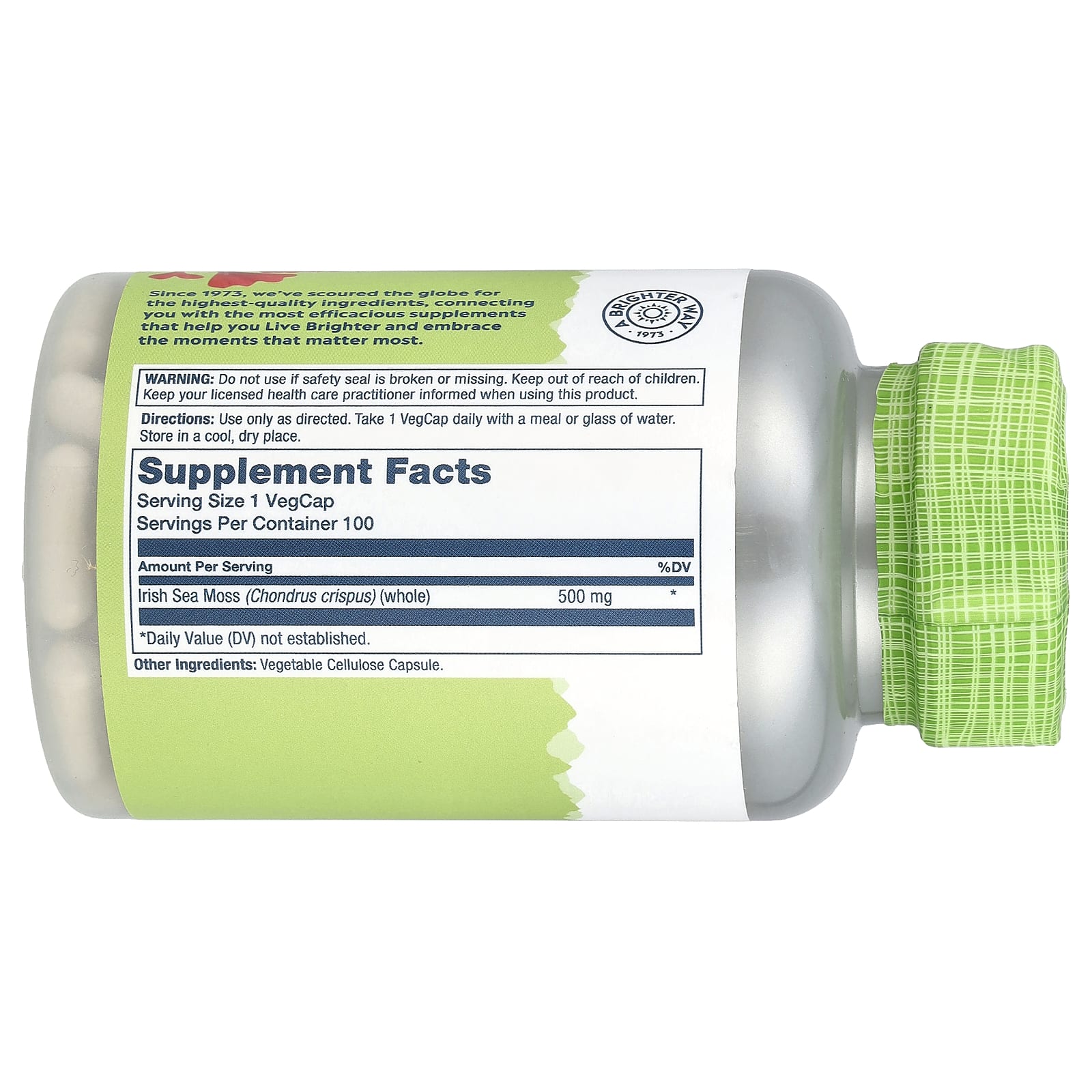 Solaray, True Herbs, ирландский морской мох, 500 мг, 100 вегетарианских капсул