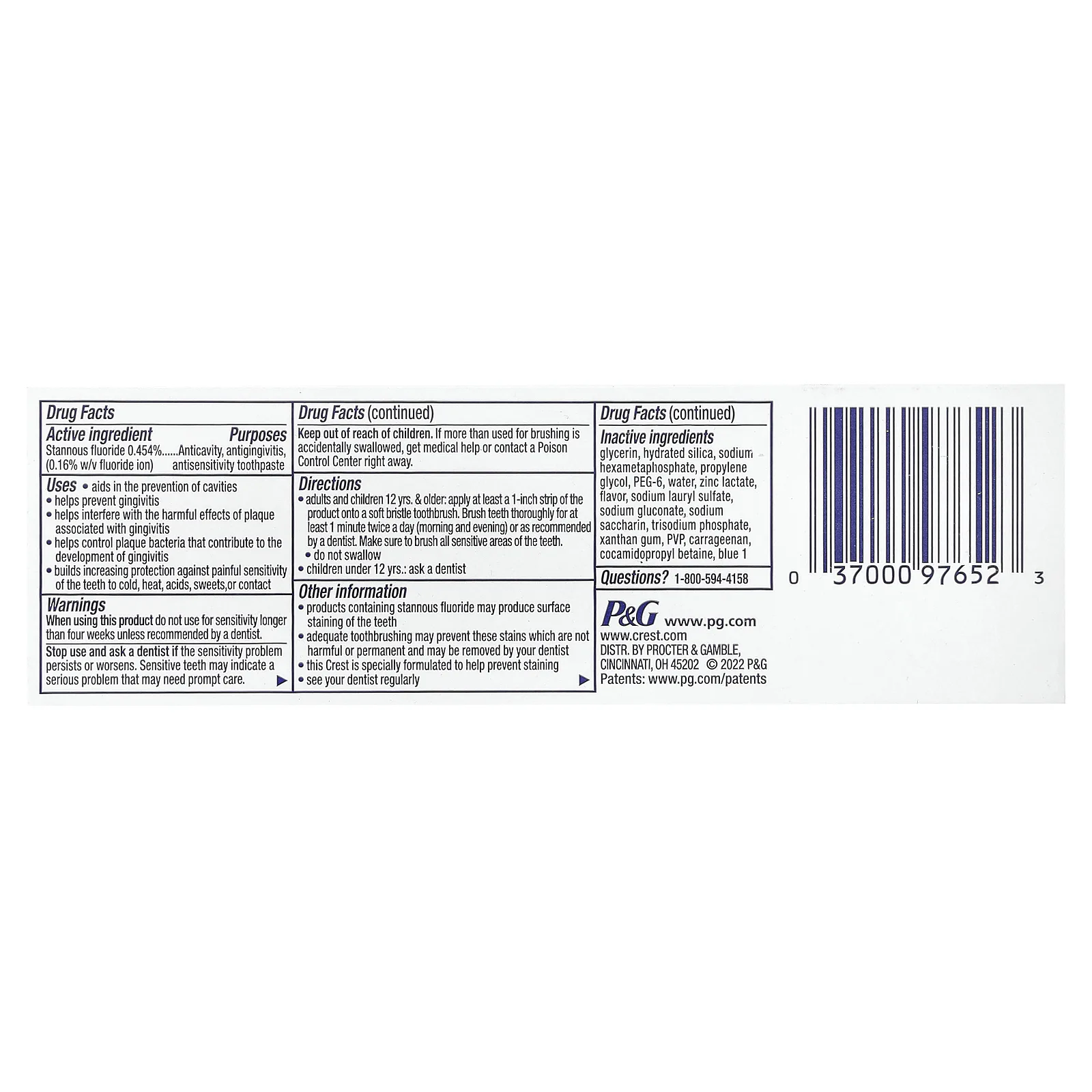 Crest, Pro Health Advanced, зубная паста с фторидом, отбеливающая, 99 г (3,5 унции)