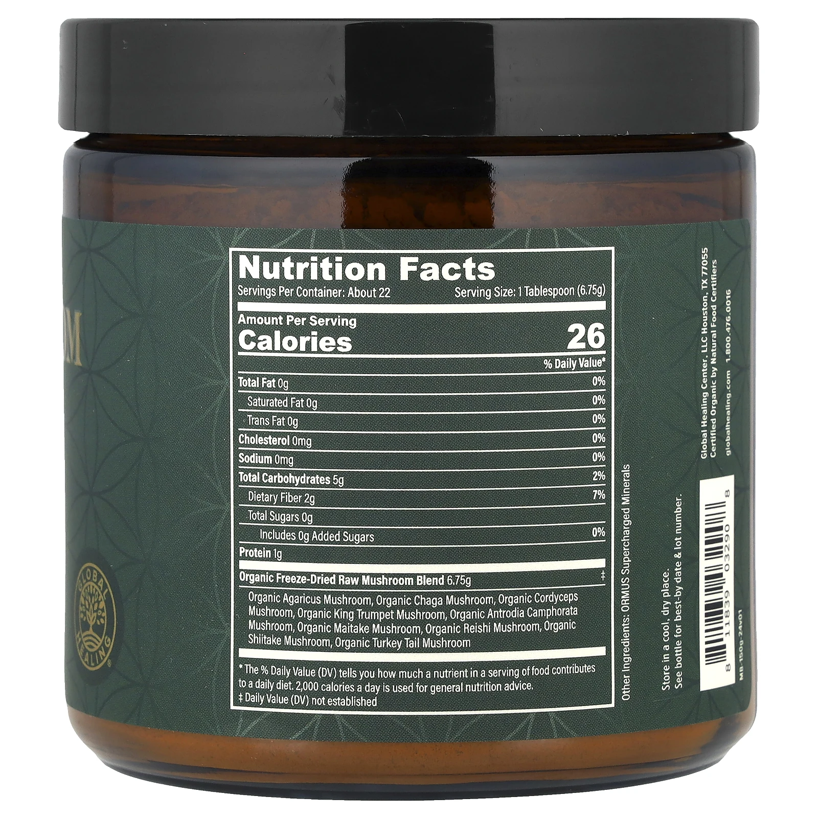 Global Healing, Смесь органических грибов, 150 г (5,3 унции)