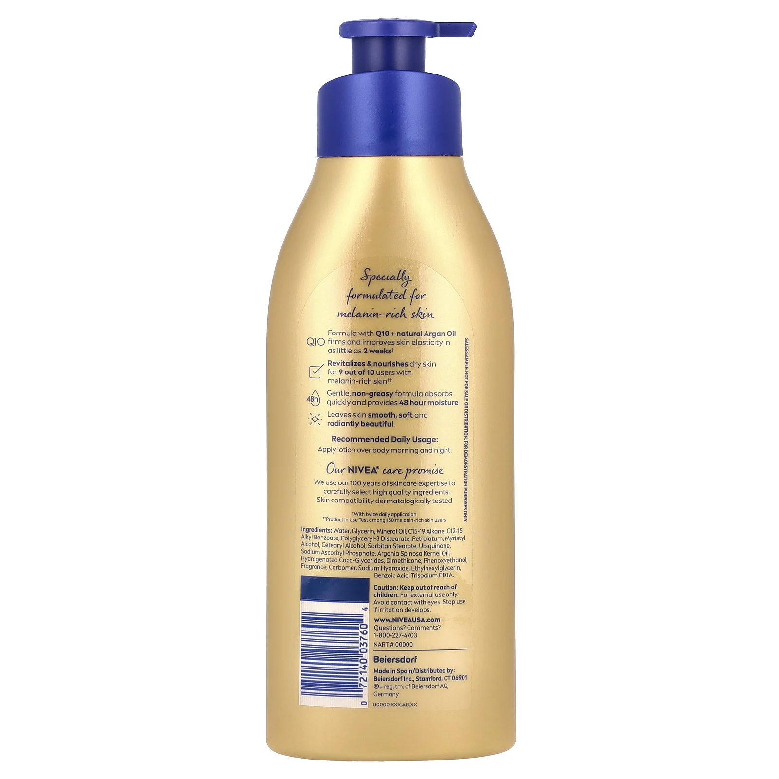 Nivea, Увлажняющий и увлажняющий лосьон для тела с меланином, укрепляющий кожу, 500 мл (16,9 жидк. Унции)