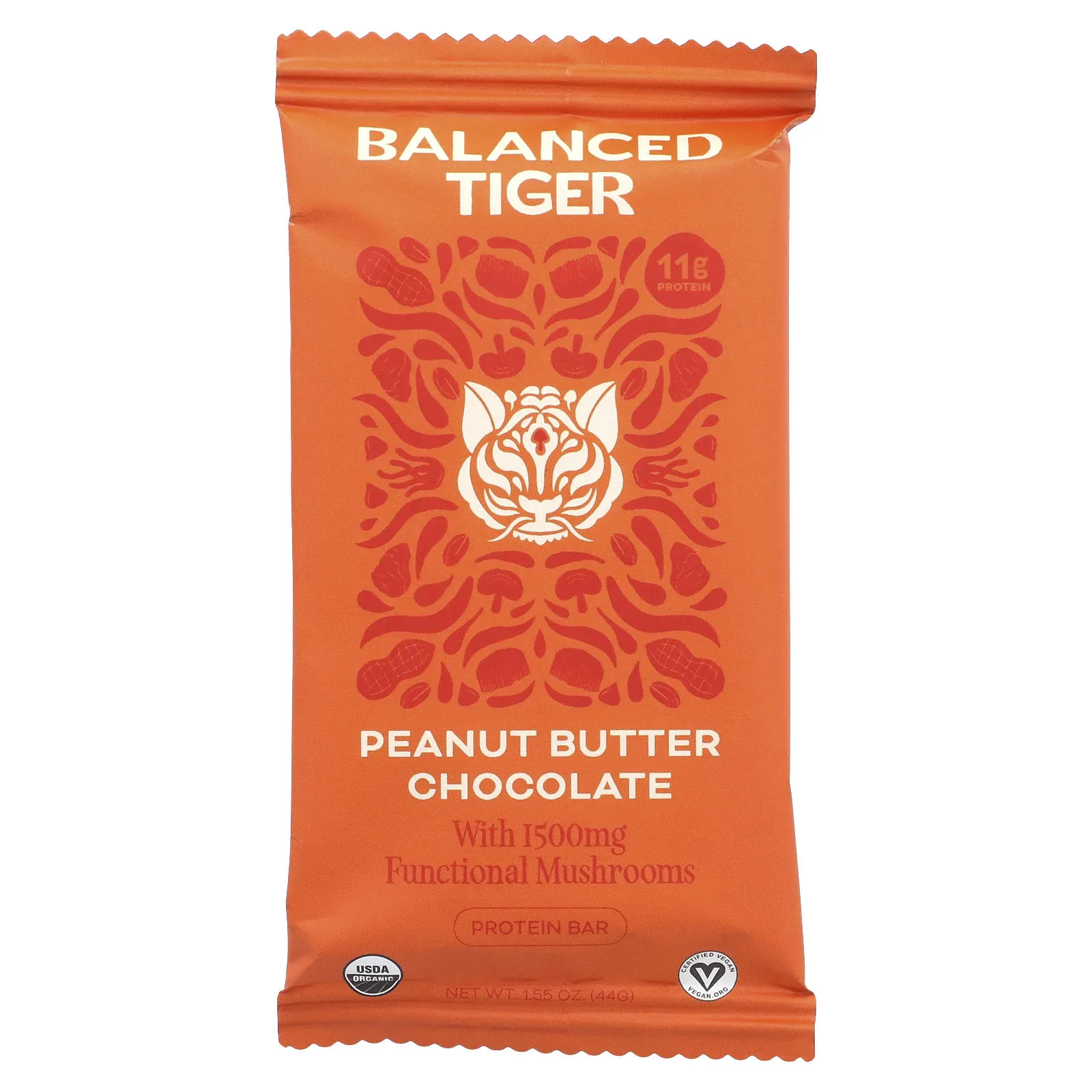 Balanced Tiger, протеиновый батончик, арахисовая паста и шоколад, 12 шт. по 44 г (1,55 унции)
