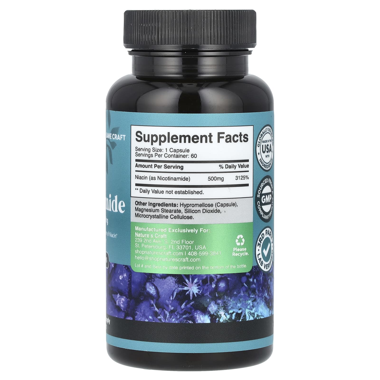 Nature's Craft, Никотинамид, 500 мг, 60 капсул