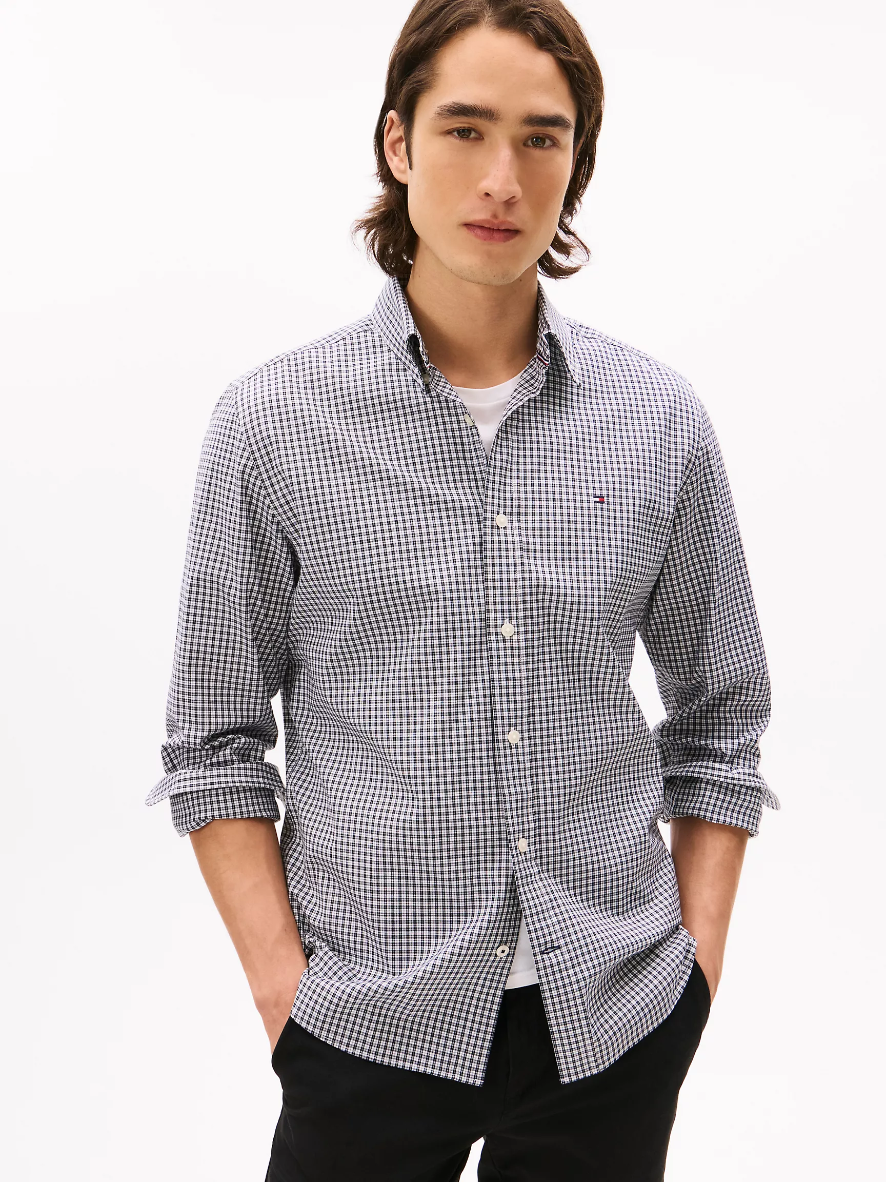 Мужская рубашка Tommy Hilfiger, Эластичная рубашка из поплина стандартного кроя