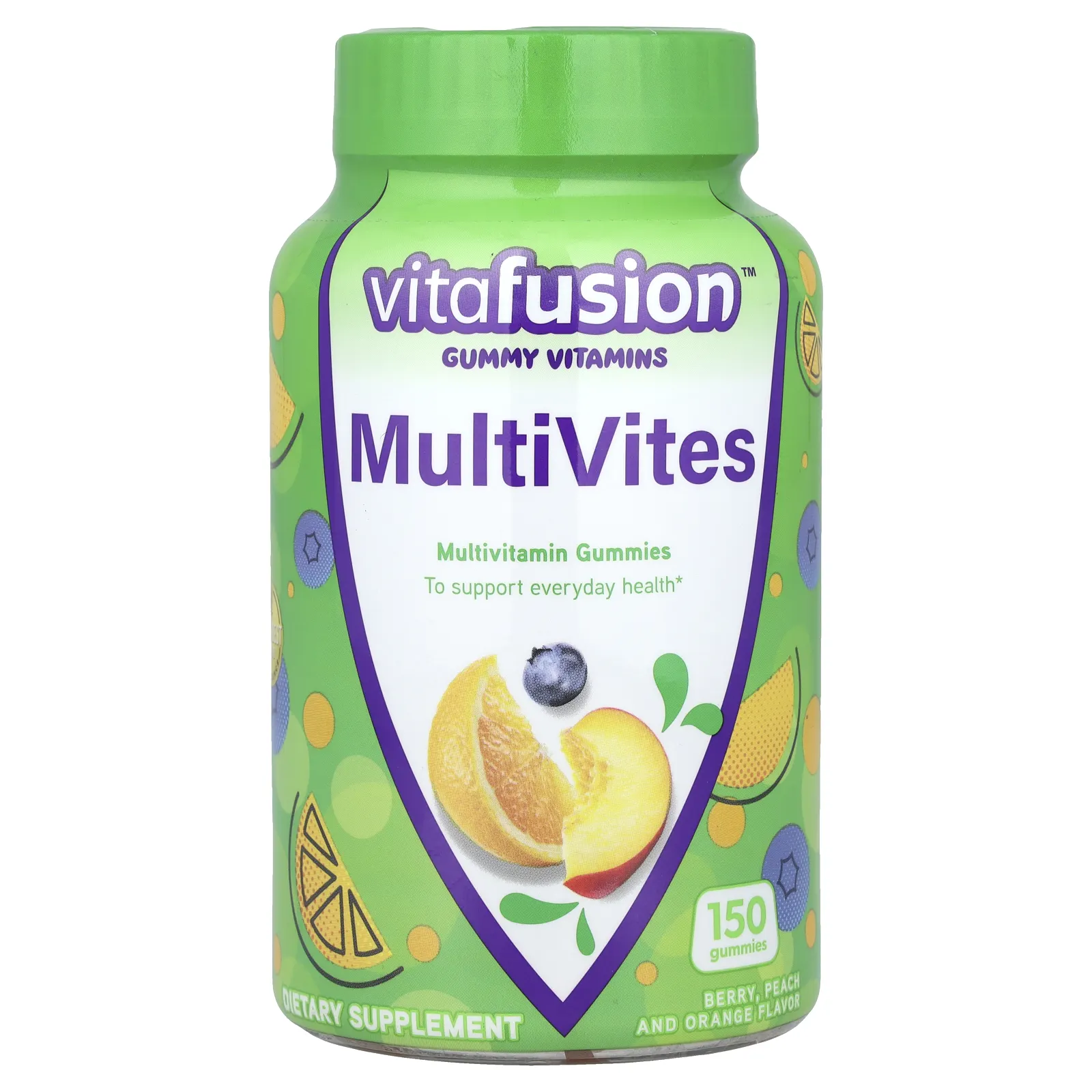 VitaFusion, MultiVites, незаменимые мультивитамины, натуральный ягодный, персиковый и апельсиновый вкусы, 150 жевательных таблеток