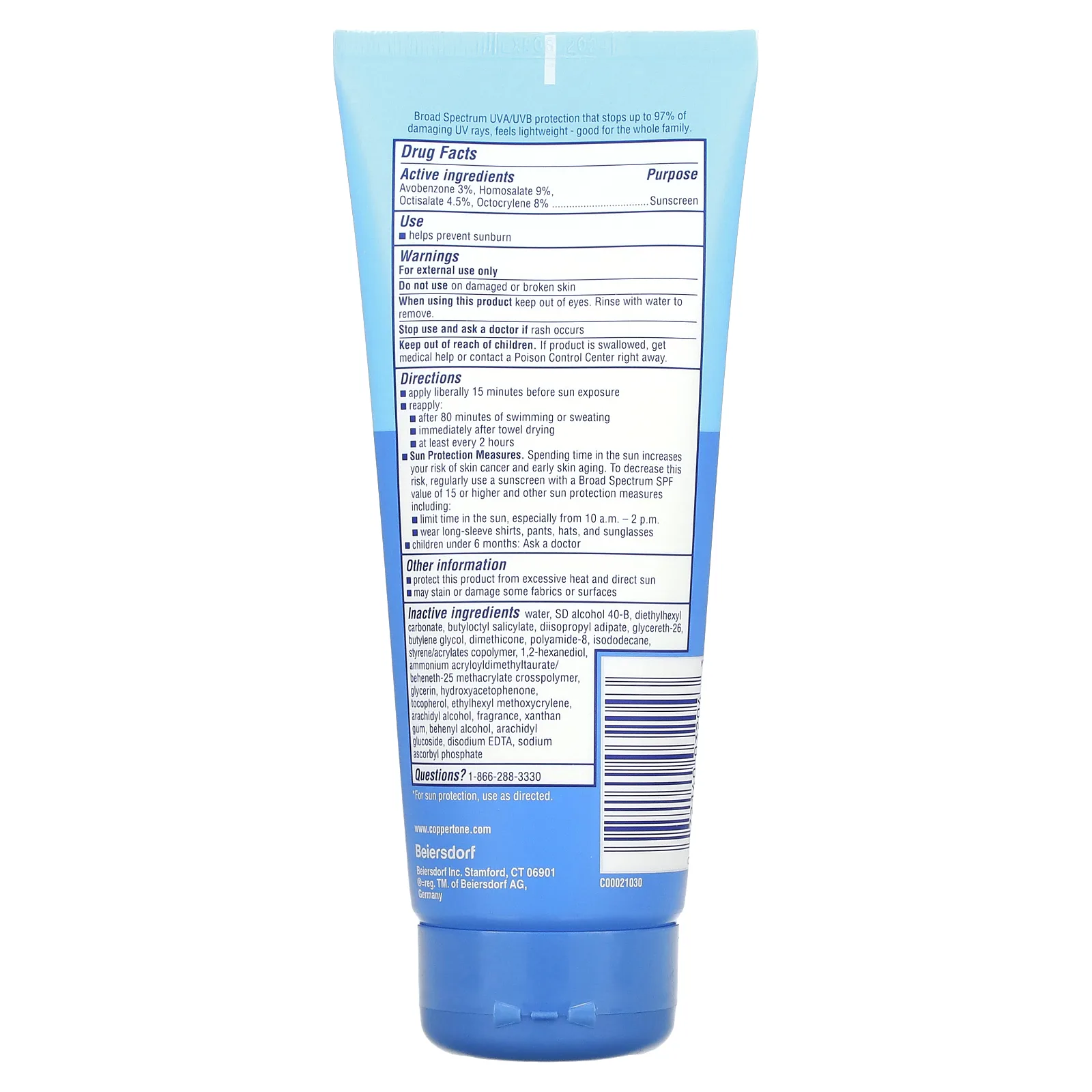 Coppertone, Солнцезащитный лосьон, комплексный, SPF 30, 207 мл (7 жидк. Унций)