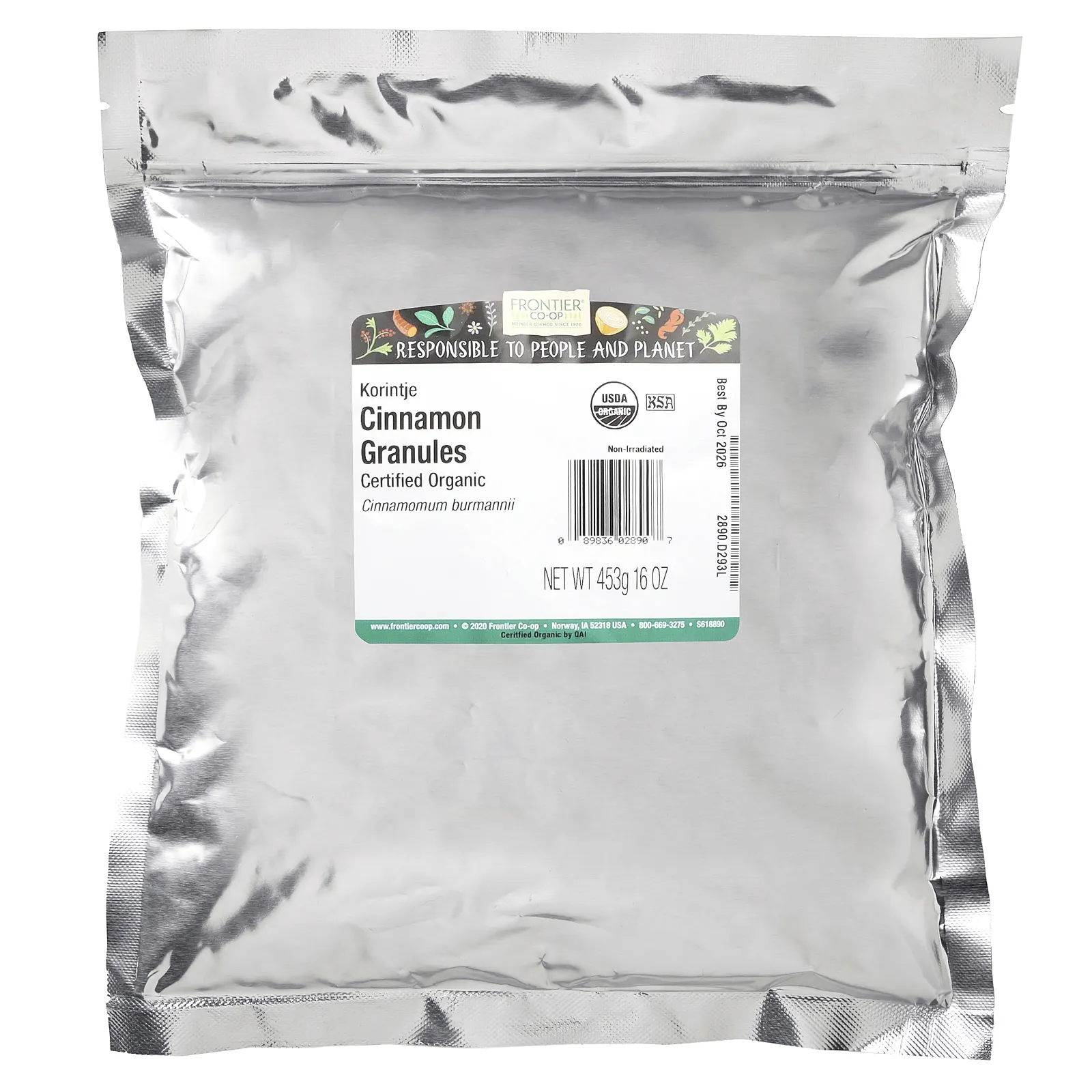 Frontier Co-op, Органическая корица в гранулах, 453 г (16 унций)