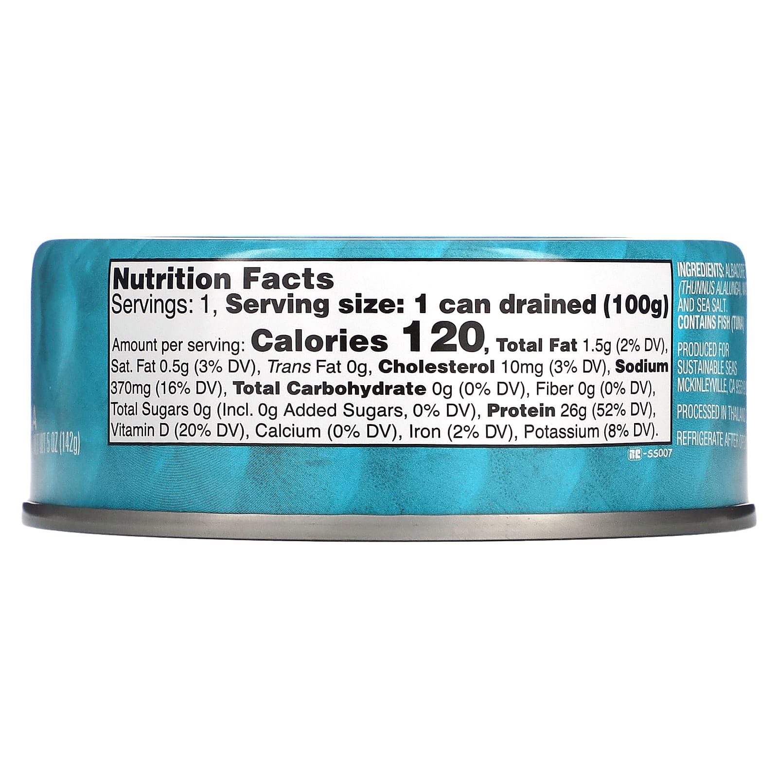 Sustainable Seas, Кусочки альбакорского тунца в воде, 142 г (5 унций)
