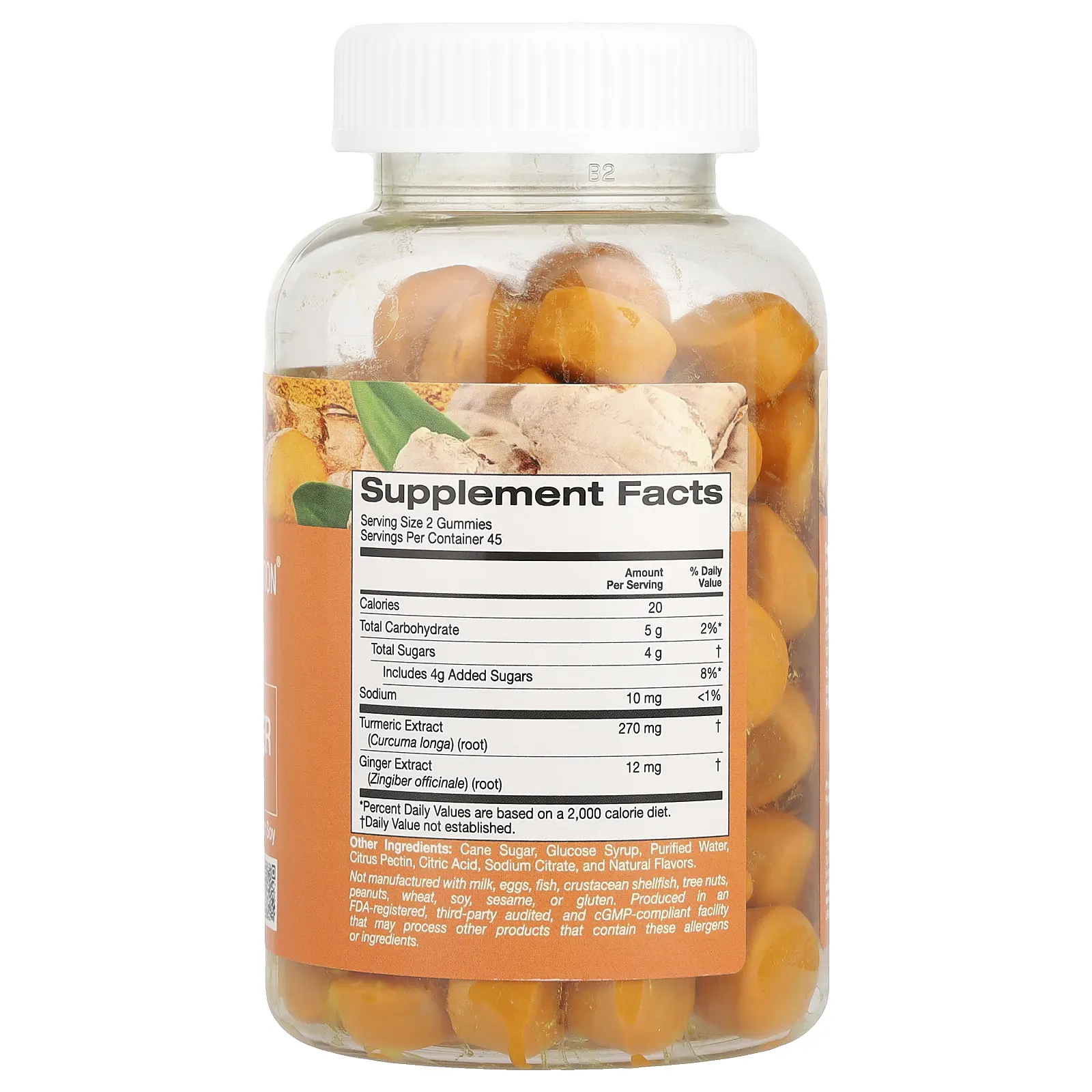 California Gold Nutrition, жевательная добавка с куркумой и имбирем, натуральный вкус тропических фруктов, 90 вегетарианских жевательных таблеток