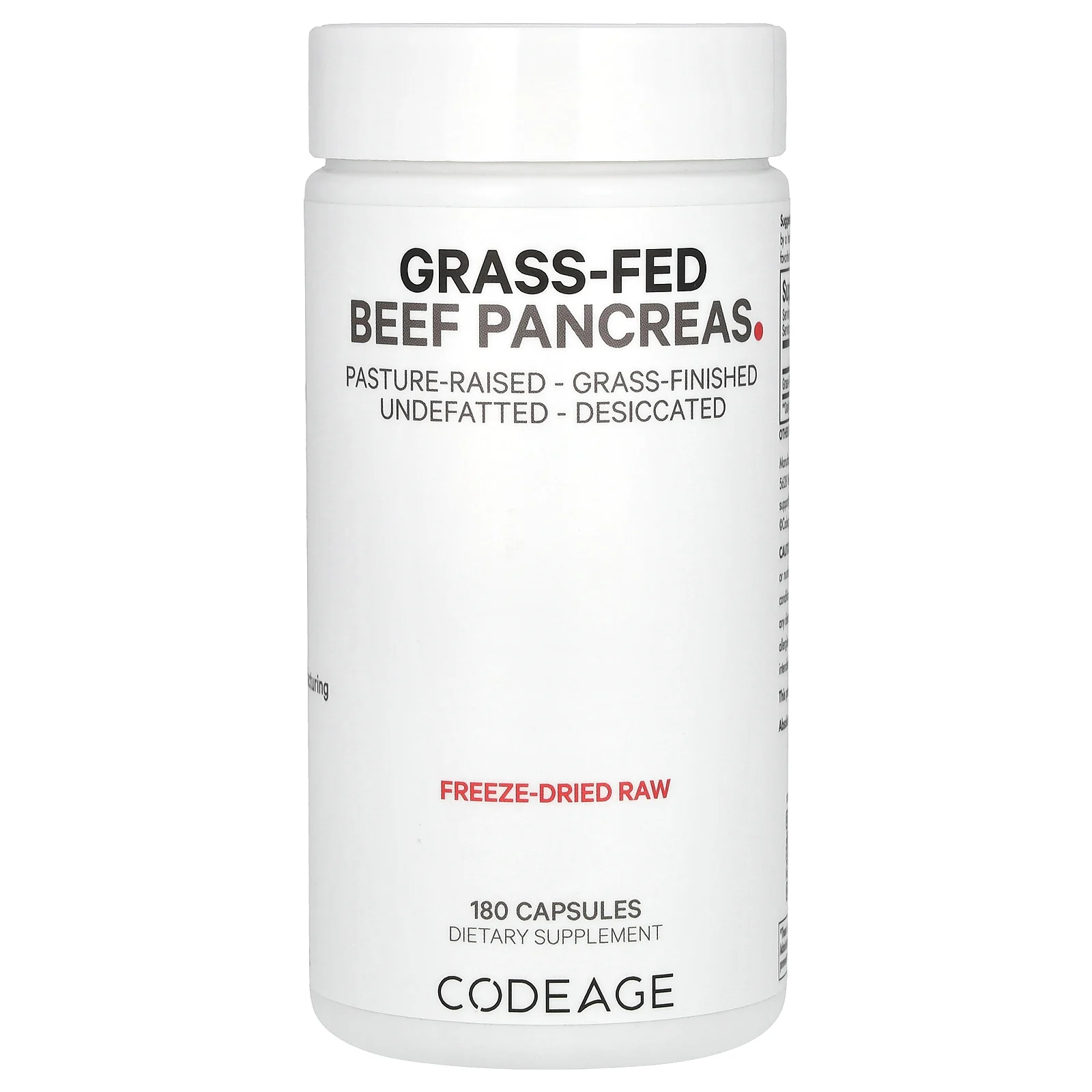 Codeage, говяжья поджелудочная железа, от животных травяного откорма, выращенных на пастбище, 180 капсул