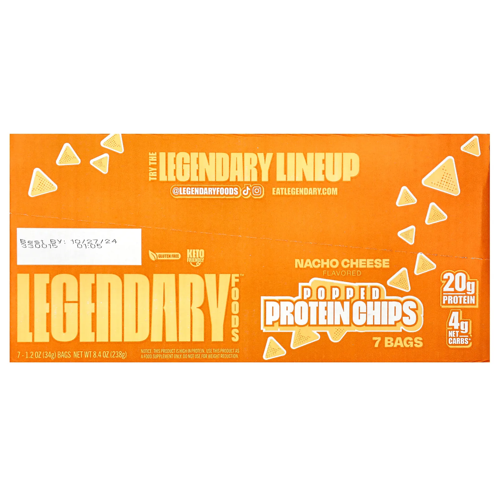 Legendary Foods, протеиновые чипсы, начос, 7 пакетиков по 34 г (1,2 унции)