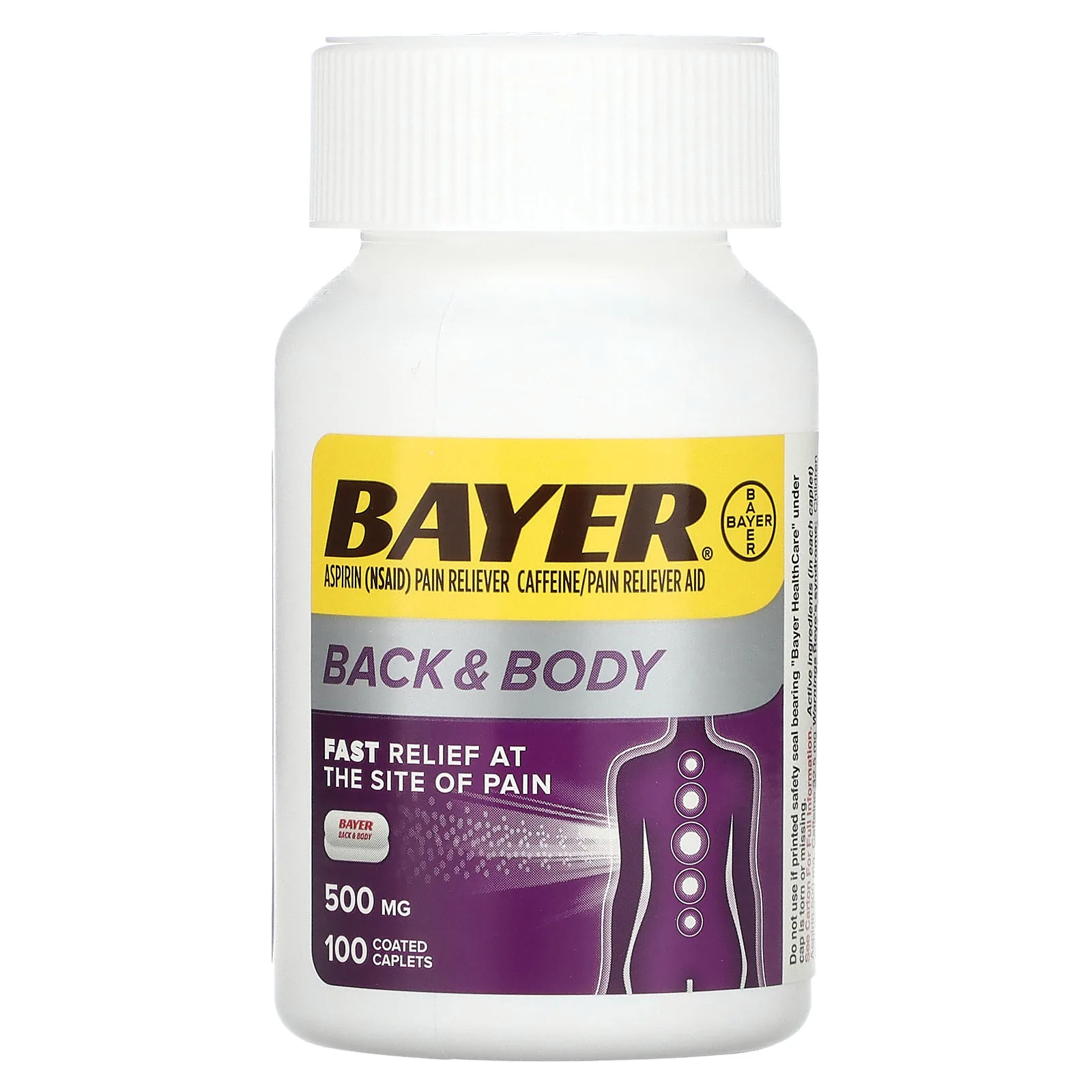 Bayer, Для спины и тела, 500 мг, 100 капсул, покрытых оболочкой