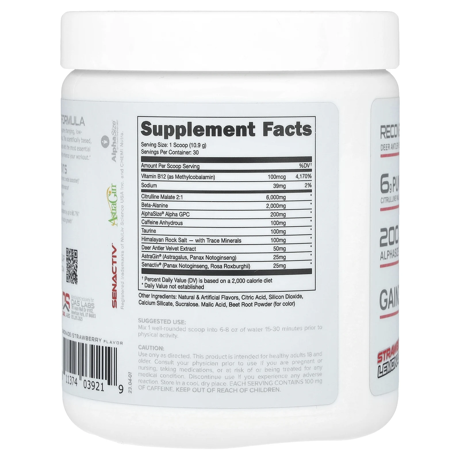 Bucked Up, 100, предтренировочный комплекс, со вкусом клубничного лимонада, 327 г (11,5 унции)