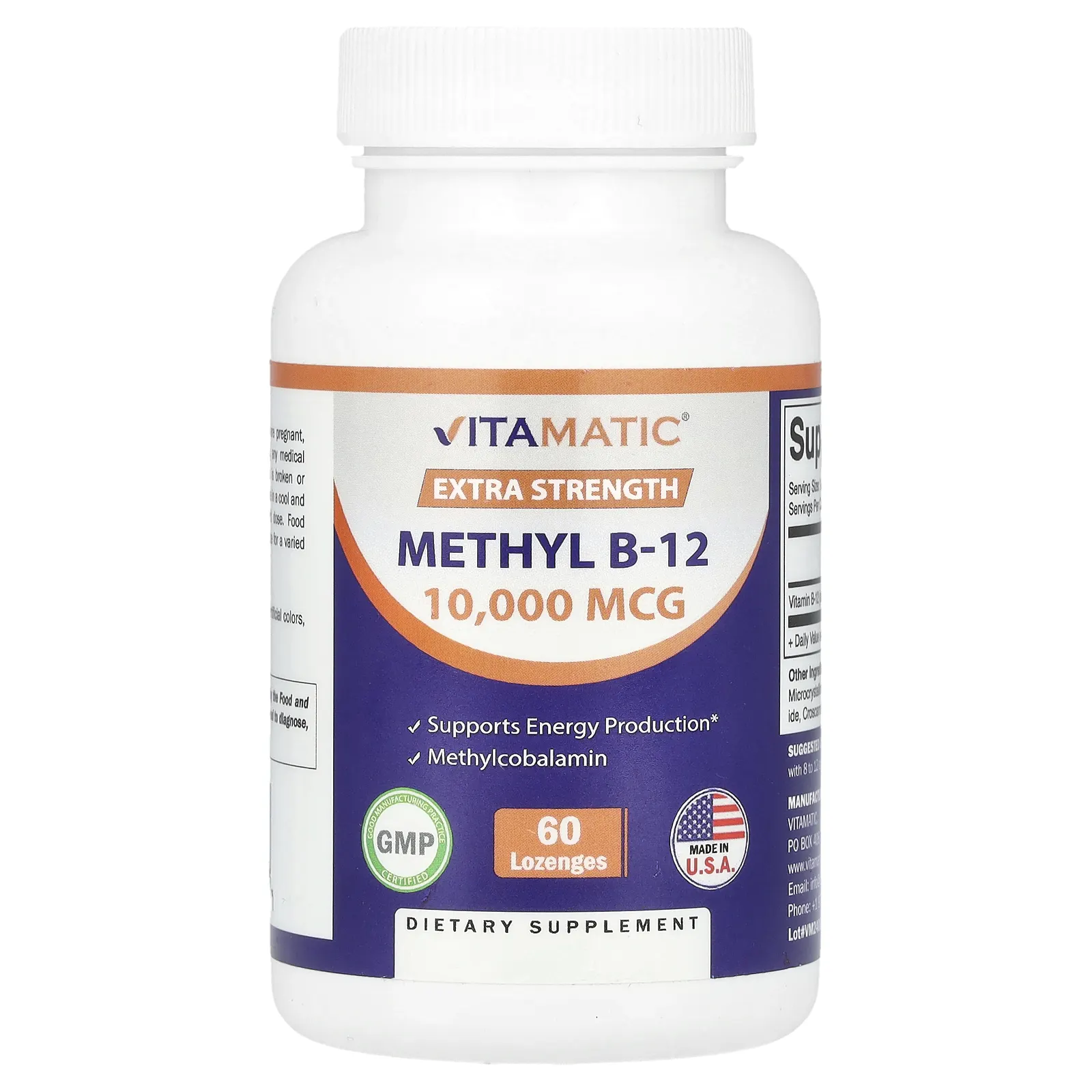 Vitamatic, Метил B-12, с повышенной силой действия, 10 000 мкг, 60 пастилок