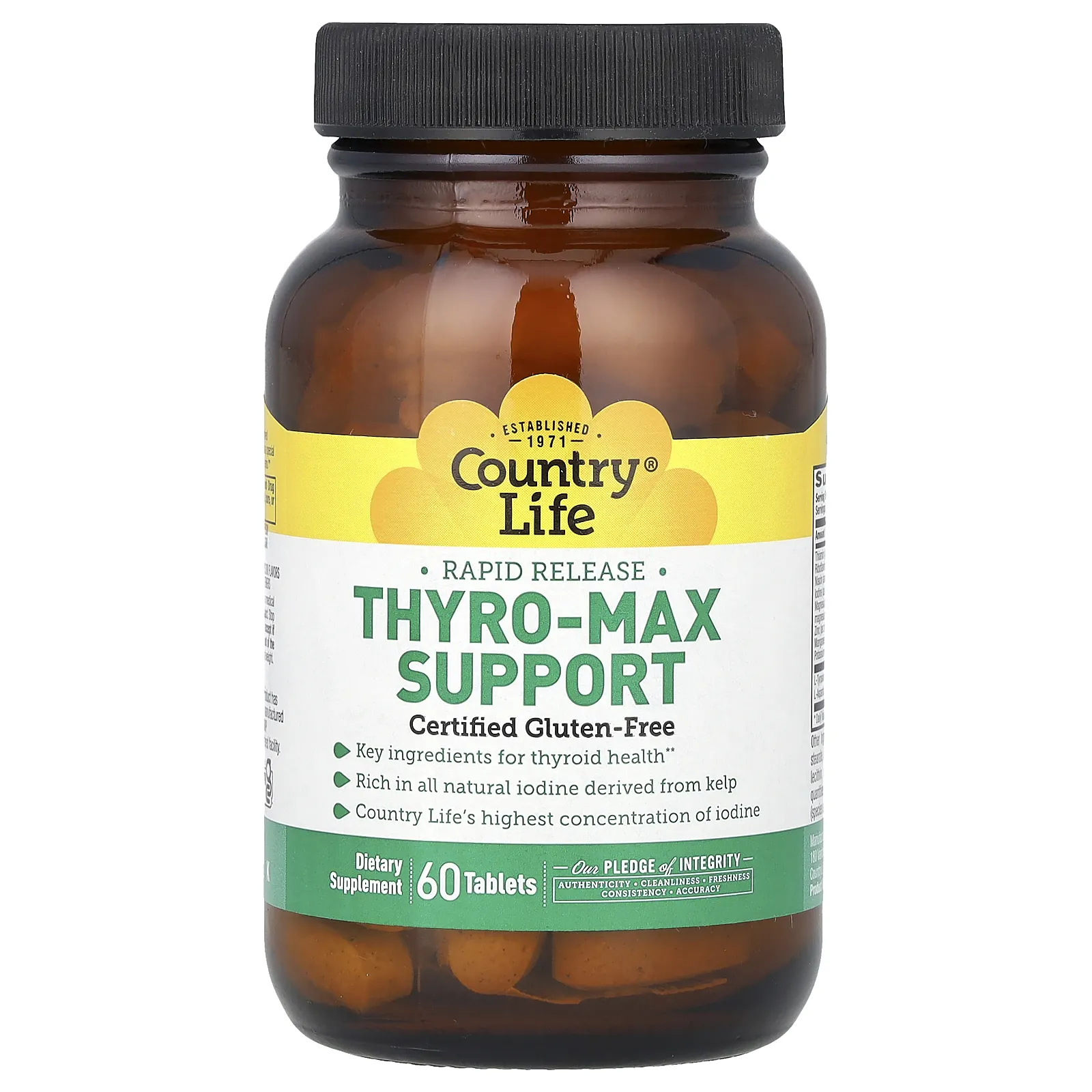 Country Life, Thyro-Max Support, поддержка щитовидной железы, 60 таблеток