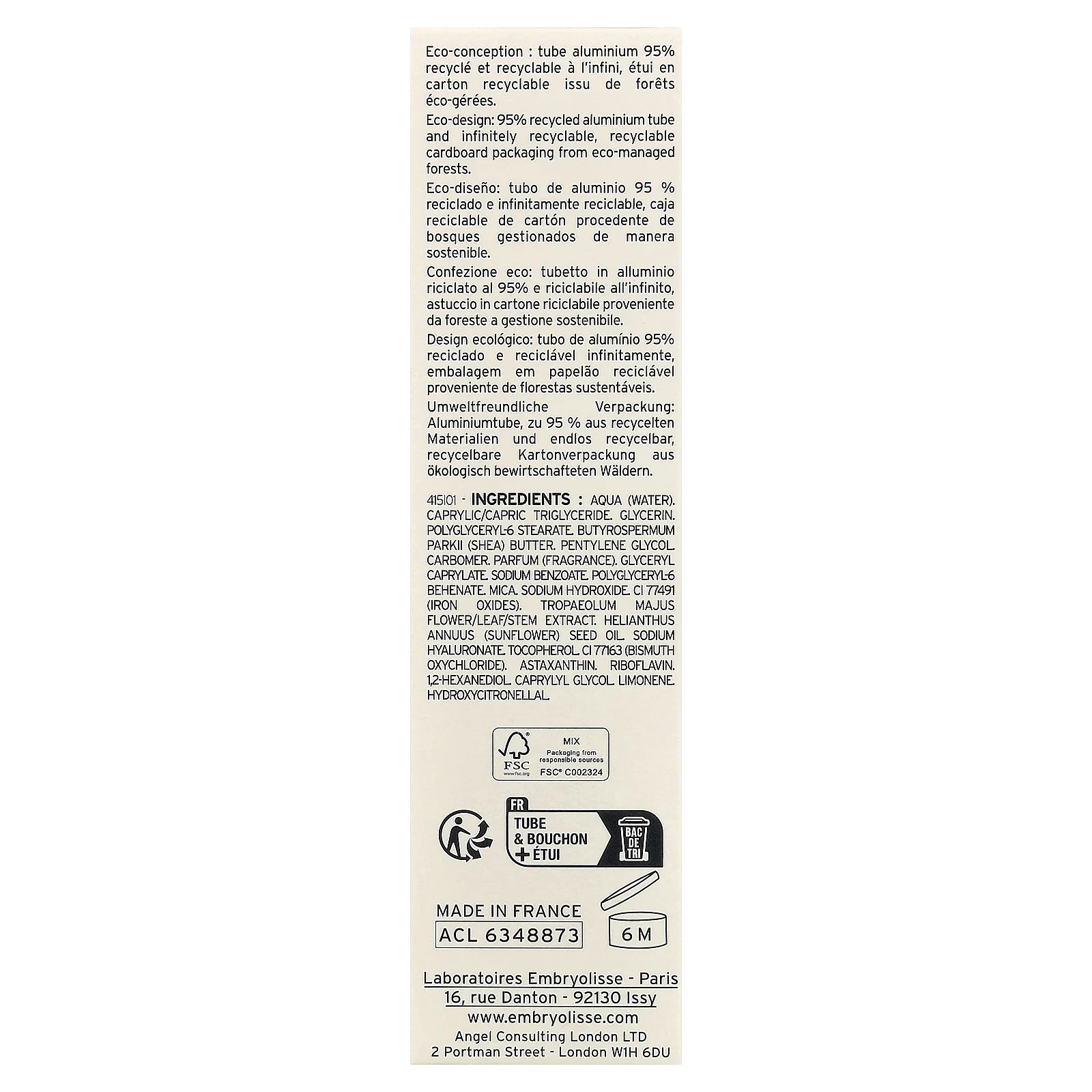 Embryolisse, крем для сияния лица, абрикосовый, 30 мл (1,01 жидк. унции)