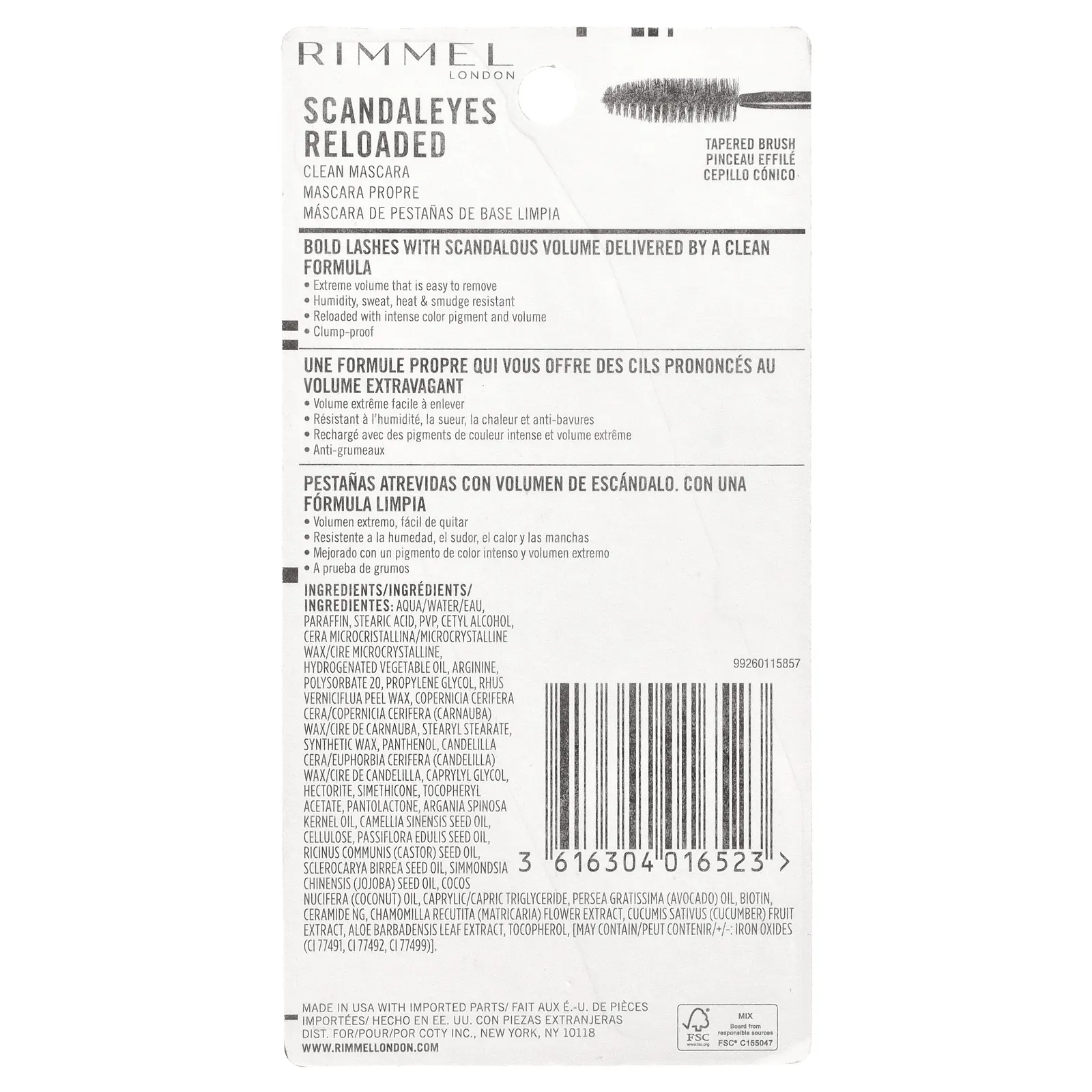 Rimmel London, Scandaleyes Reloaded, чистая тушь, оттенок 002, черно-коричневый, 12 мл (0,40 жидк. Унции)
