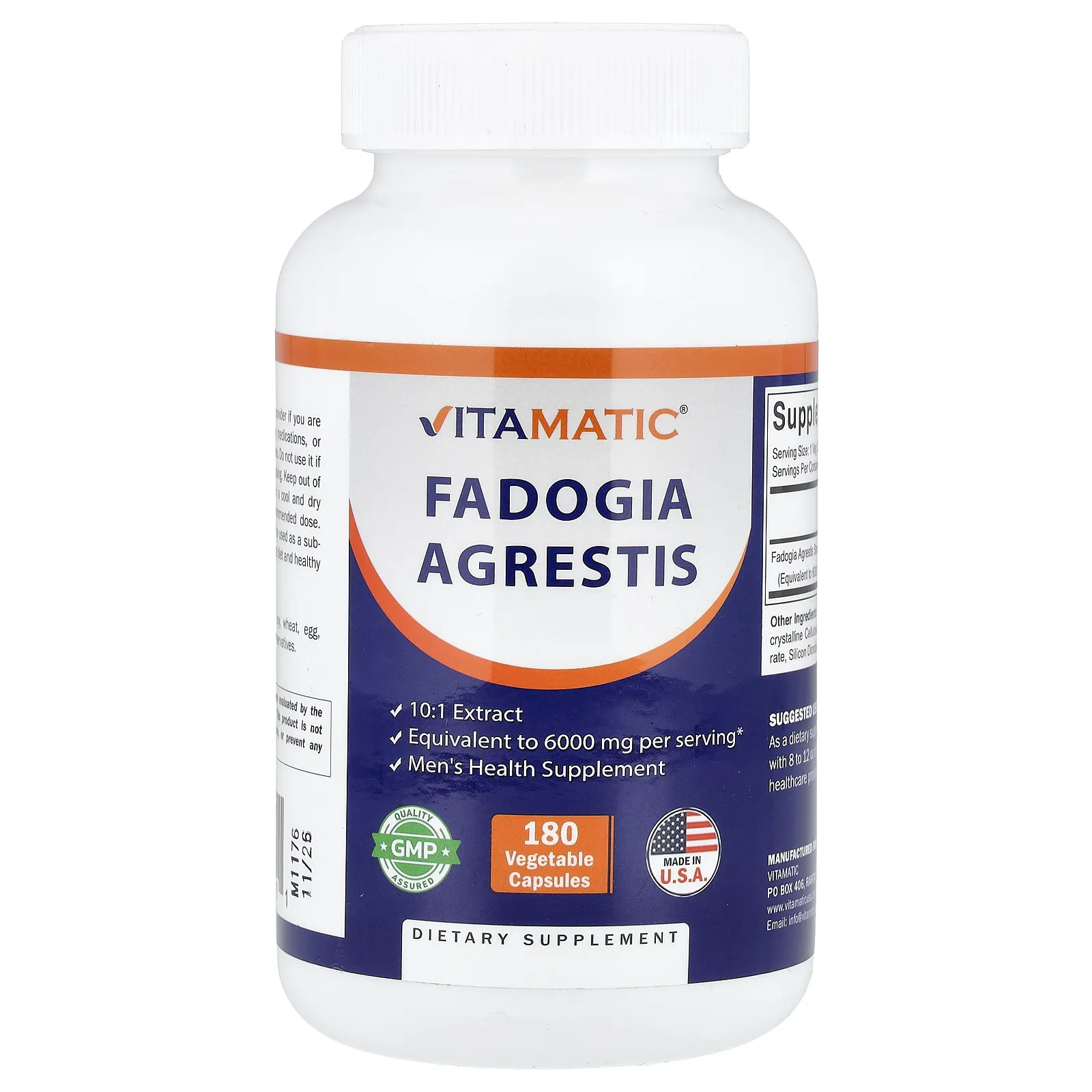 Vitamatic, Fadogia arestis, 180 растительных капсул (600 мг в 1 капсуле)