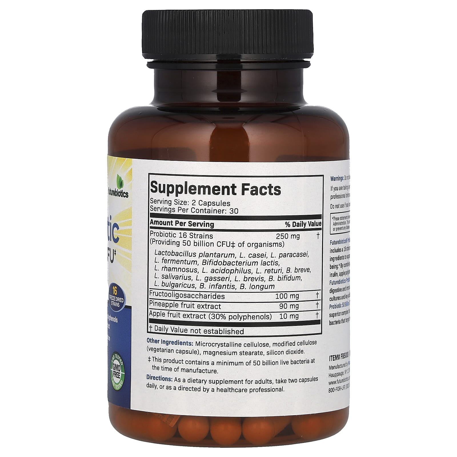 Futurebiotics, пробиотики с пребиотиками, 50 млрд КОЕ, 60 вегетарианских капсул (25 млрд КОЕ в 1 капсуле)