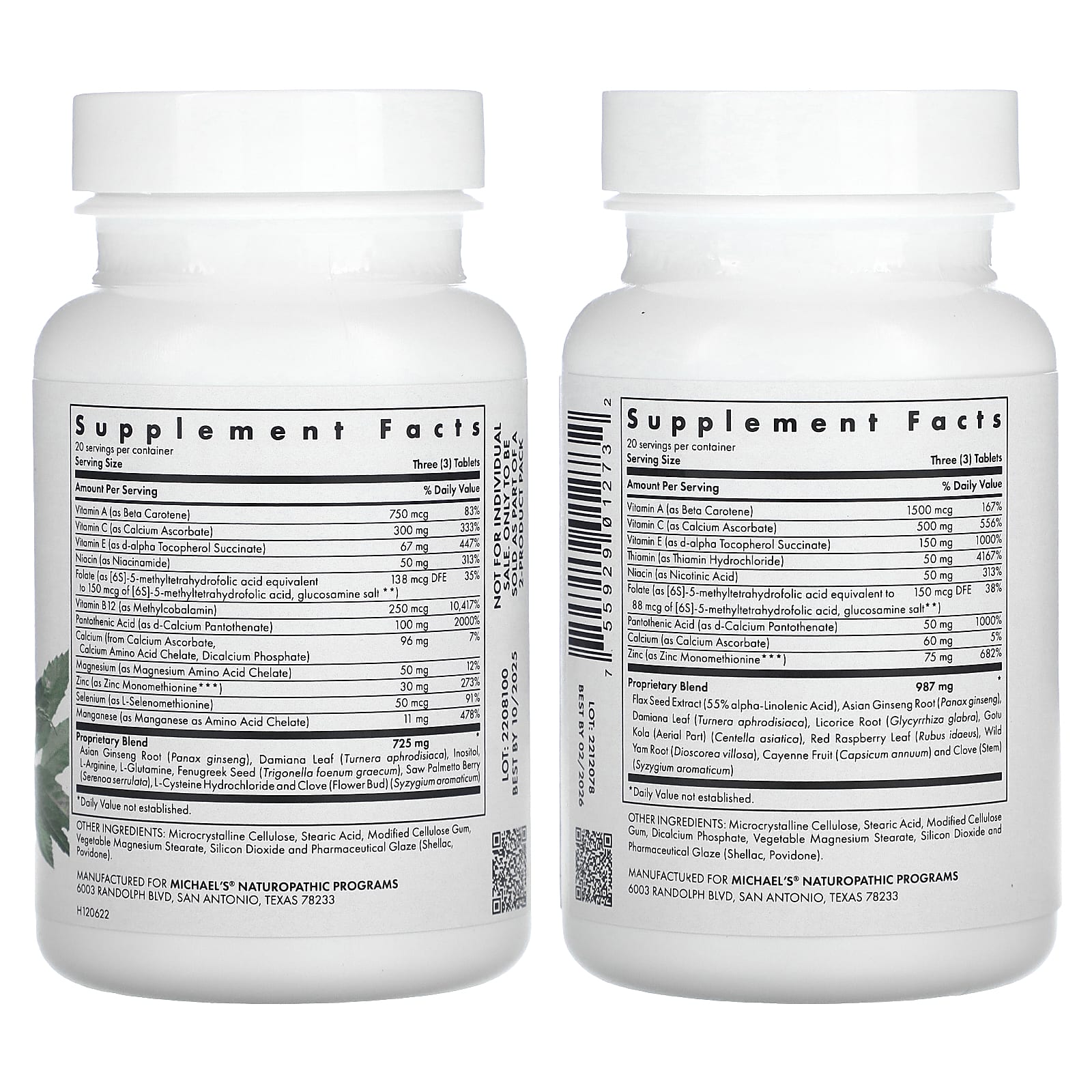 Michael's Naturopathic, Набор для мужского и женского репродуктивного фактора для пар, 2 флакона, 60 вегетарианских таблеток в каждом