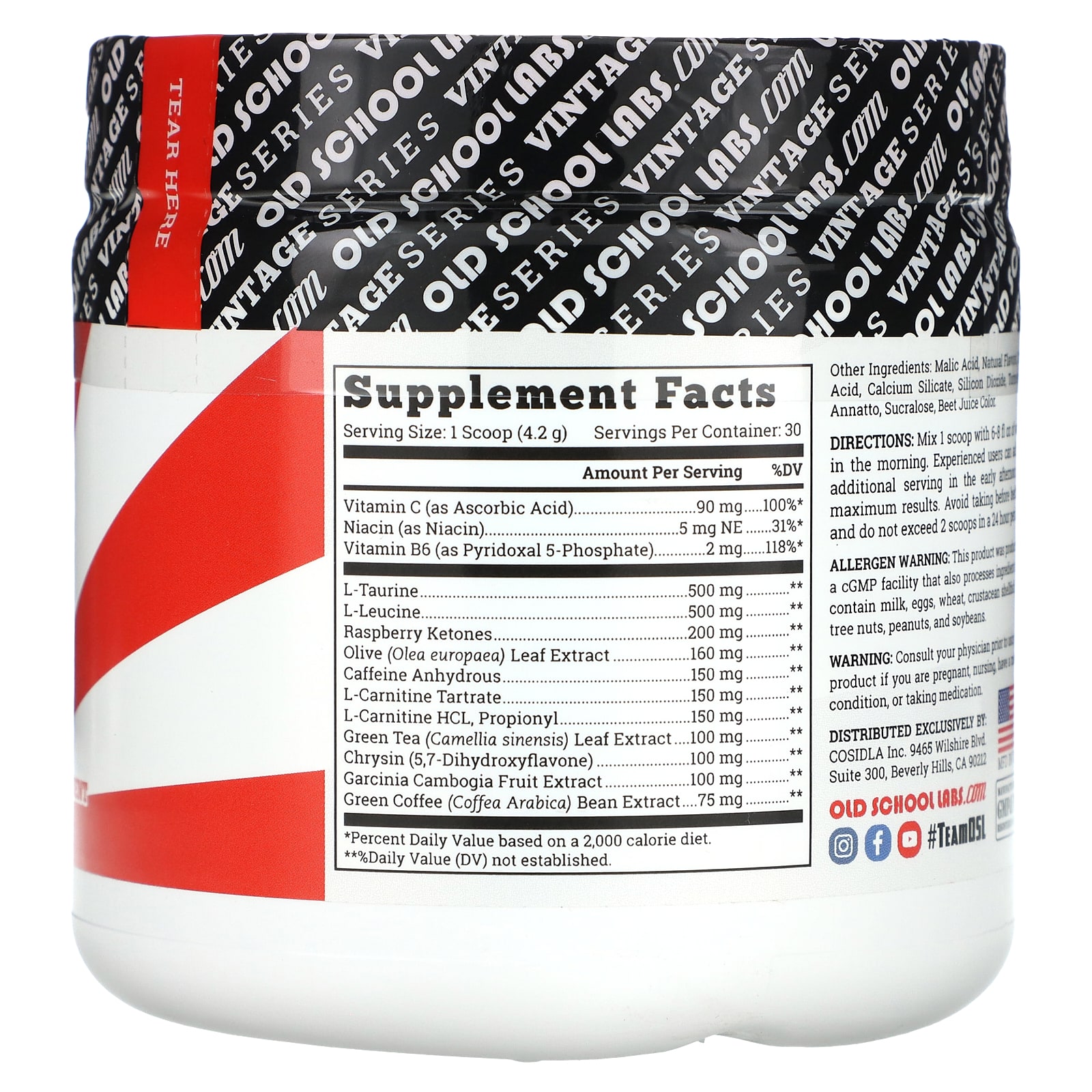 Old School Labs, Vintage Burn, средство для сжигания жира, персик и манго, 127 г (4,4 унции)