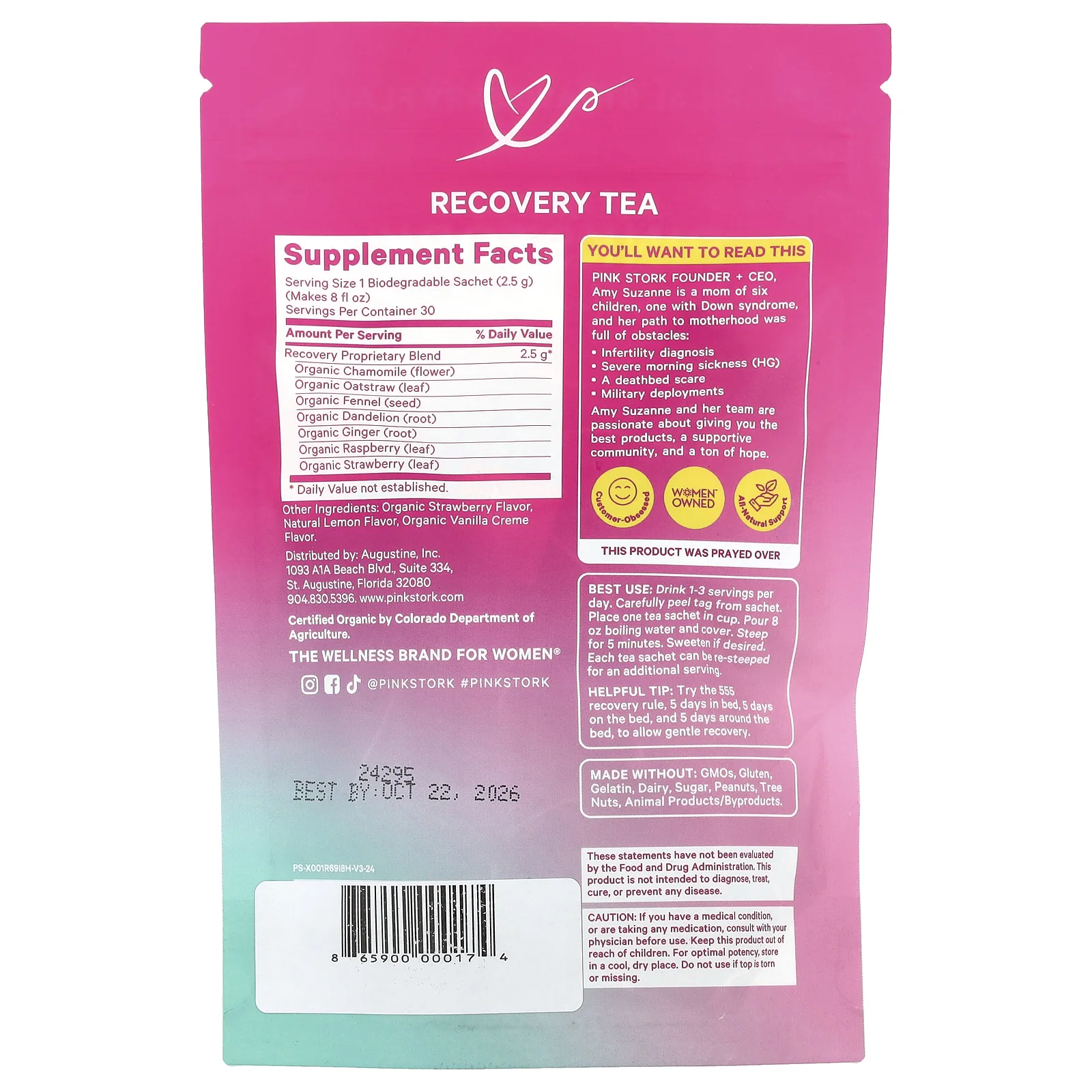 Pink Stork, Recovery Tea, тропическая клубника, 15 пакетиков, 37,5 г (1,3 унции)