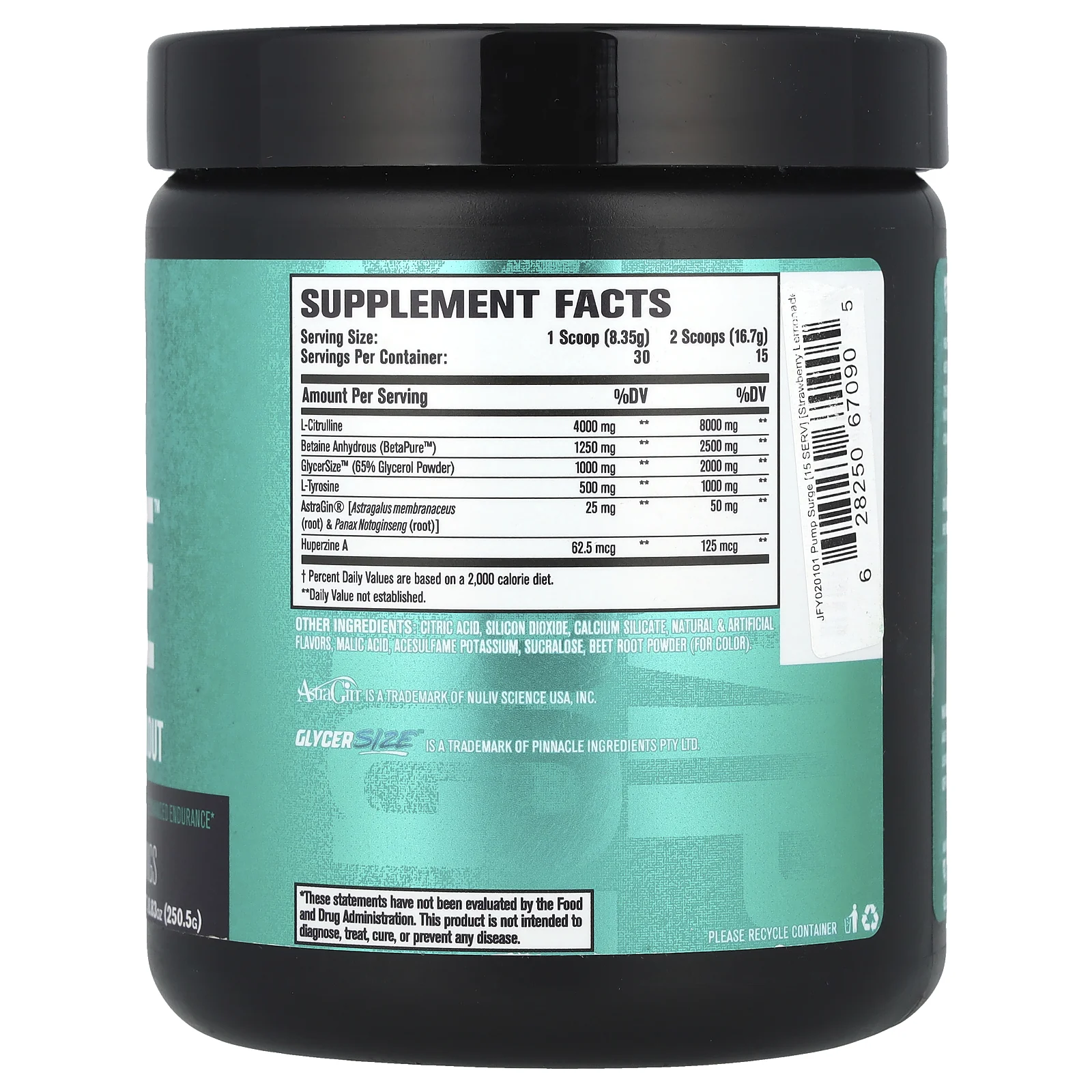 Jacked Factory, Pump Surge, без стимуляторов перед тренировкой, клубничный лимонад, 248 г (8,75 унции)