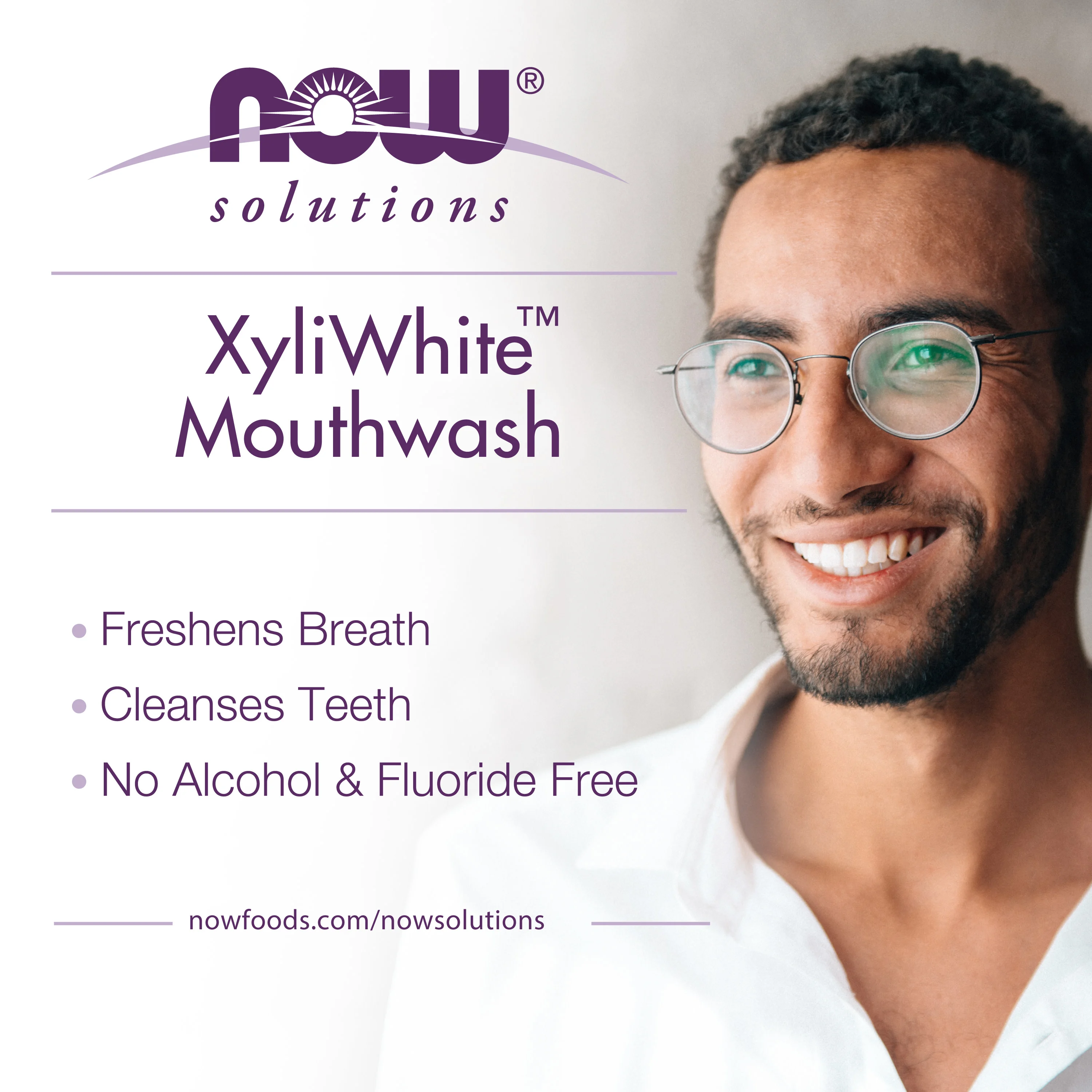 NOW Foods, Solutions, жидкость для полоскания рта Xyli-White, без фтора, нима и чайного дерева со вкусом мяты, 473 мл (16 жидк. Унций)