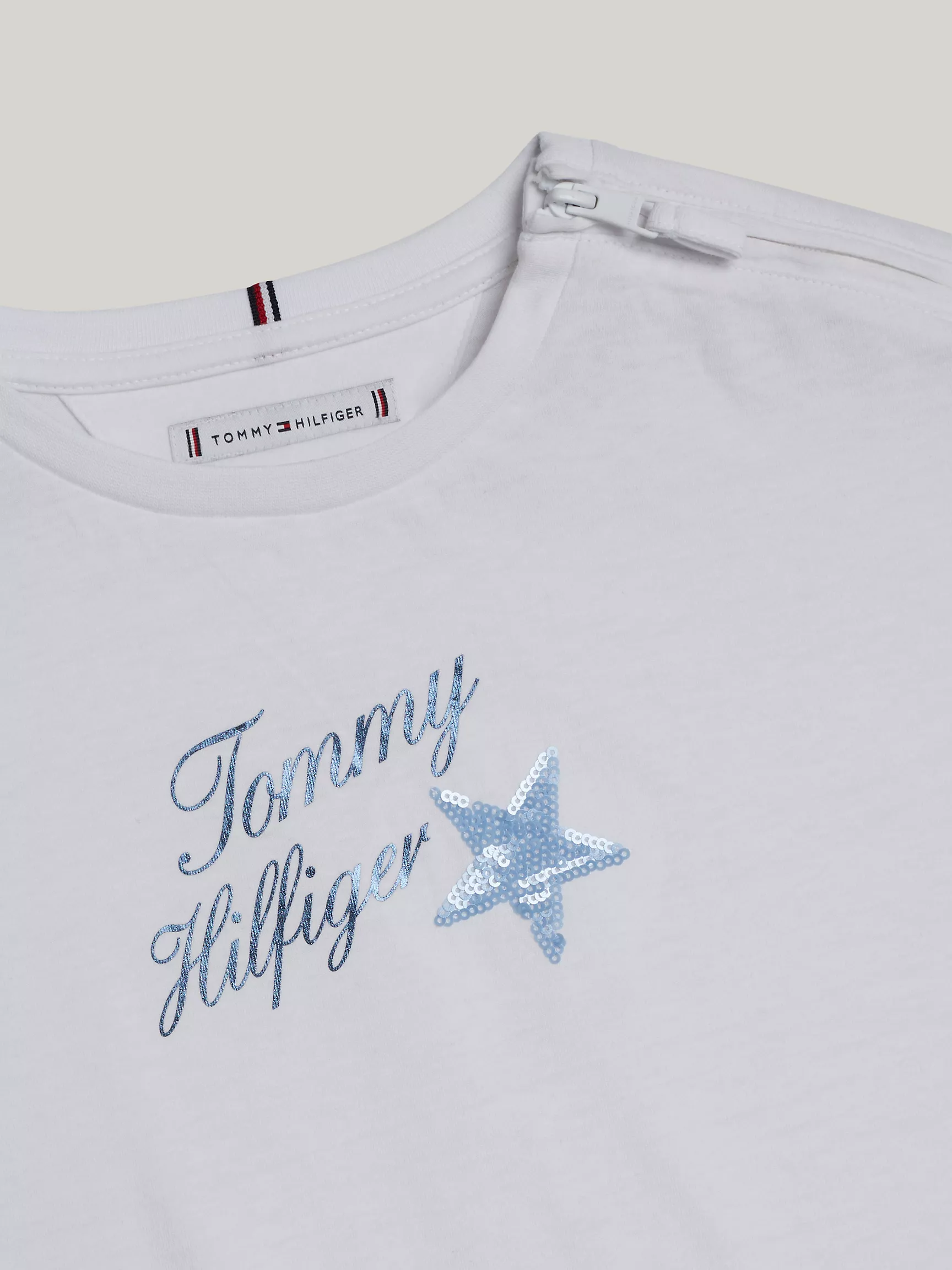 Футболка для девочек Tommy Hilfiger, Детская футболка с логотипом и блестящей звездой