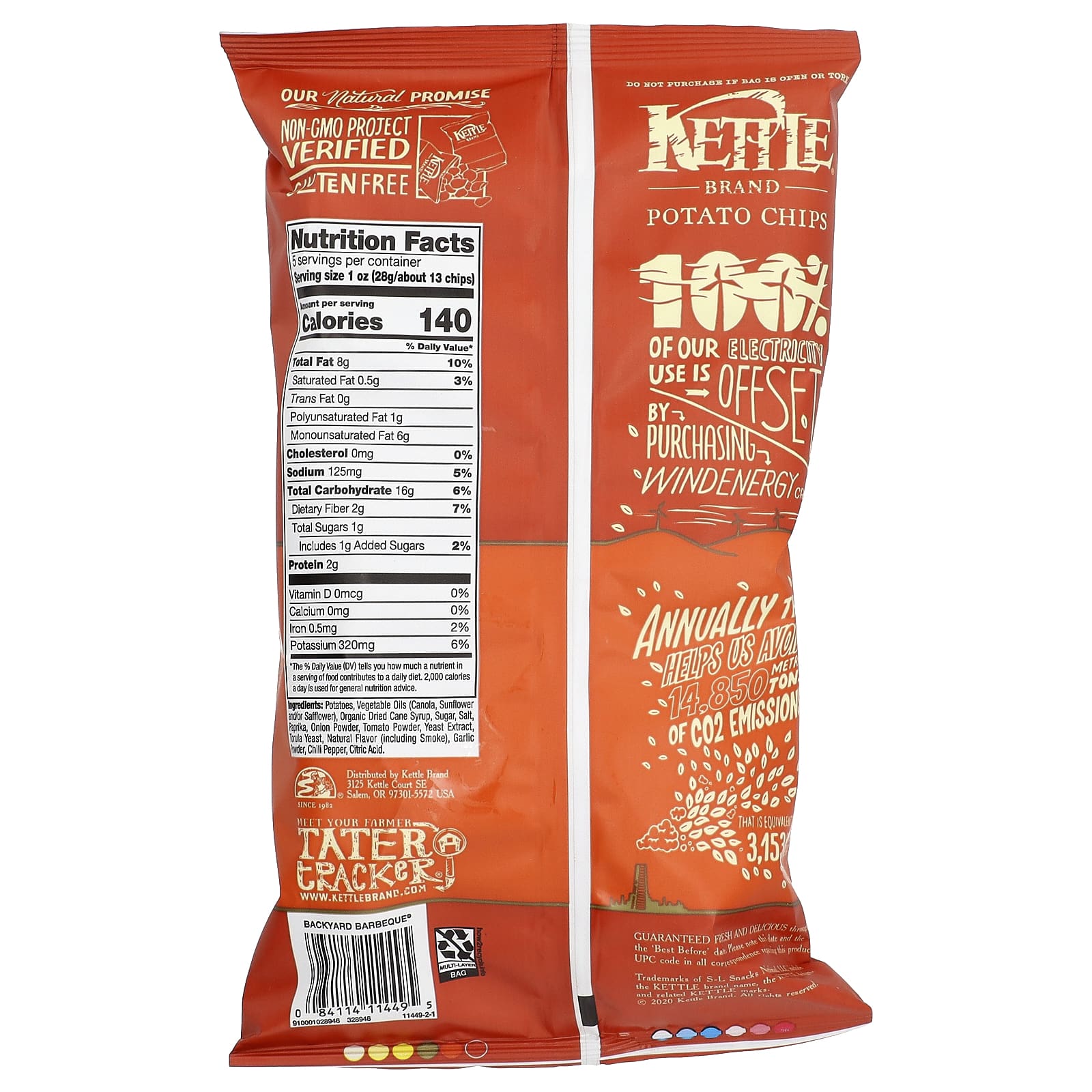 Kettle Foods, картофельные чипсы, барбекю на свежем воздухе, 141 г (5 унций)