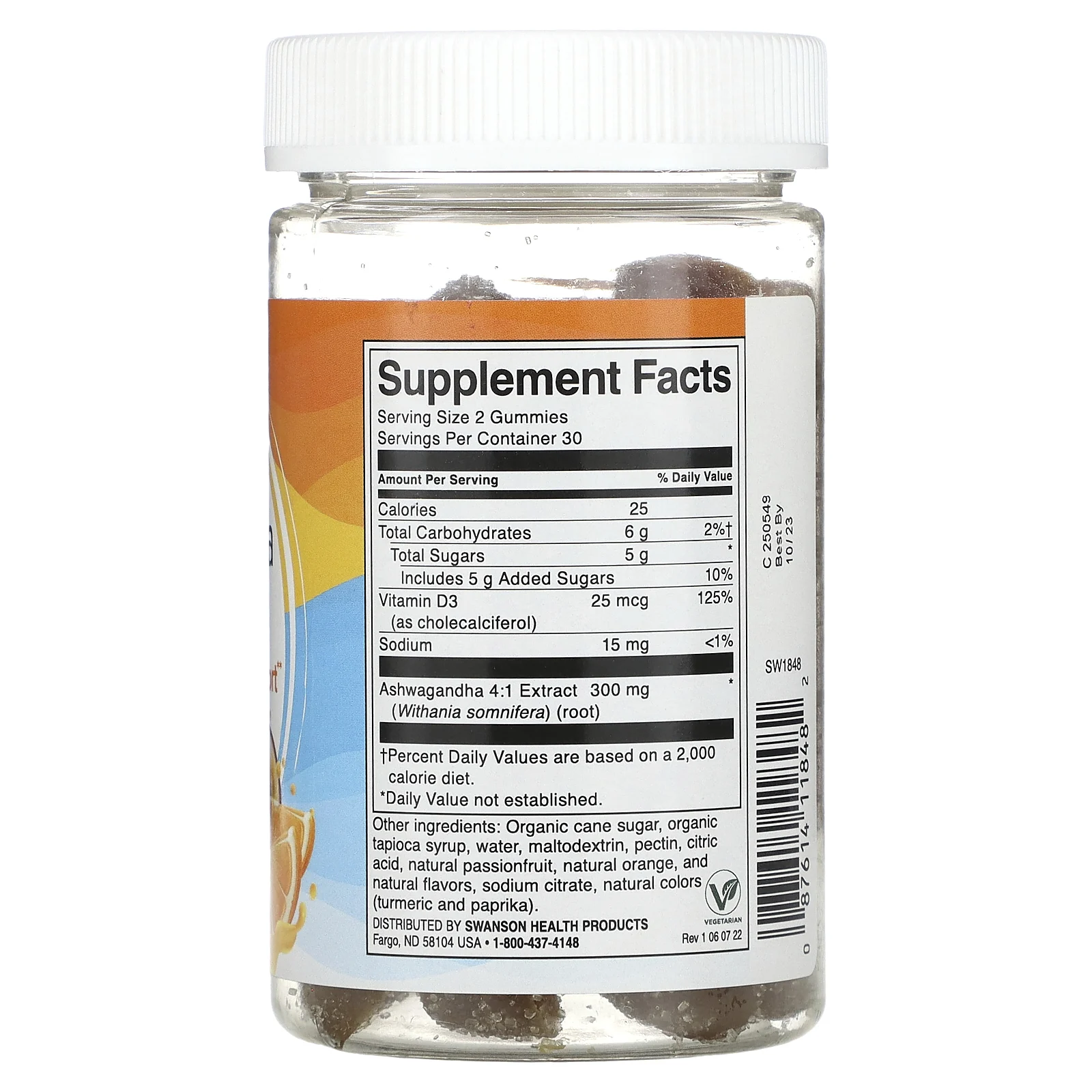 Swanson, Ашваганда и витамин D, маракуйя и апельсин, 60 жевательных таблеток