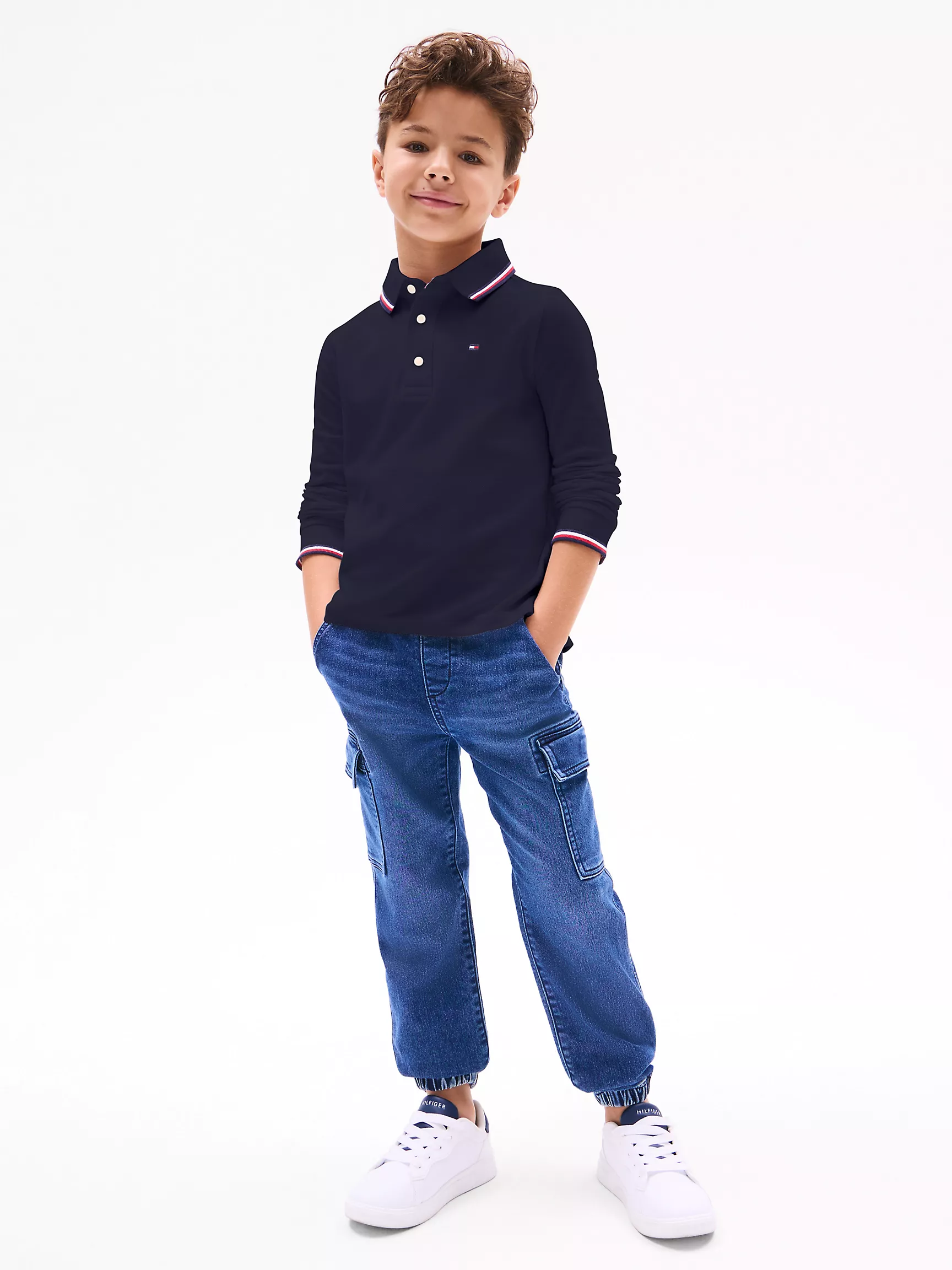 Рубашка-поло для мальчиков Tommy Hilfiger, Детское поло с длинным рукавом и влагоотводящей технологией Tommy