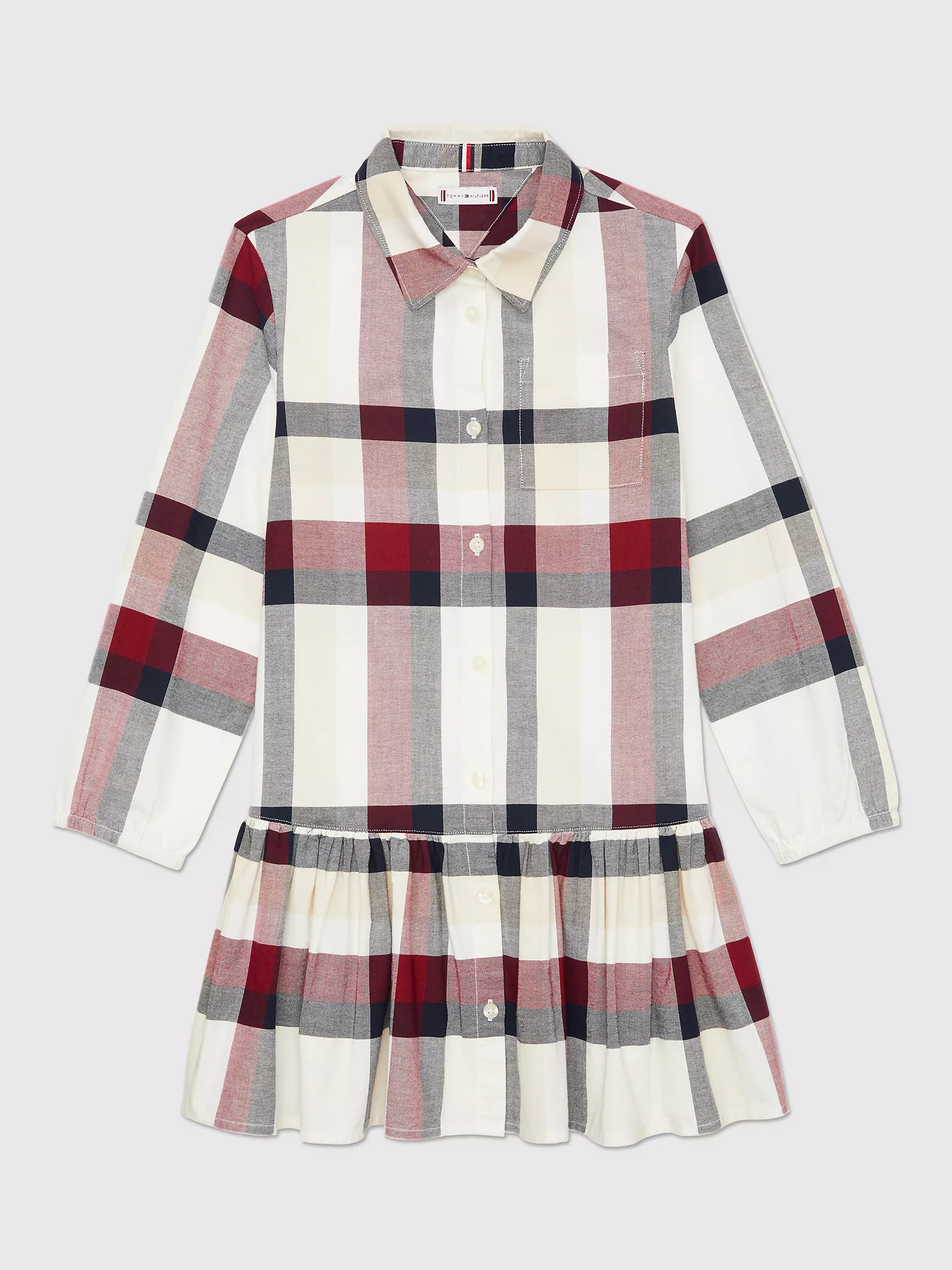 Платье для девочек Tommy Hilfiger, Детское платье-рубашка в клетку с рюшами