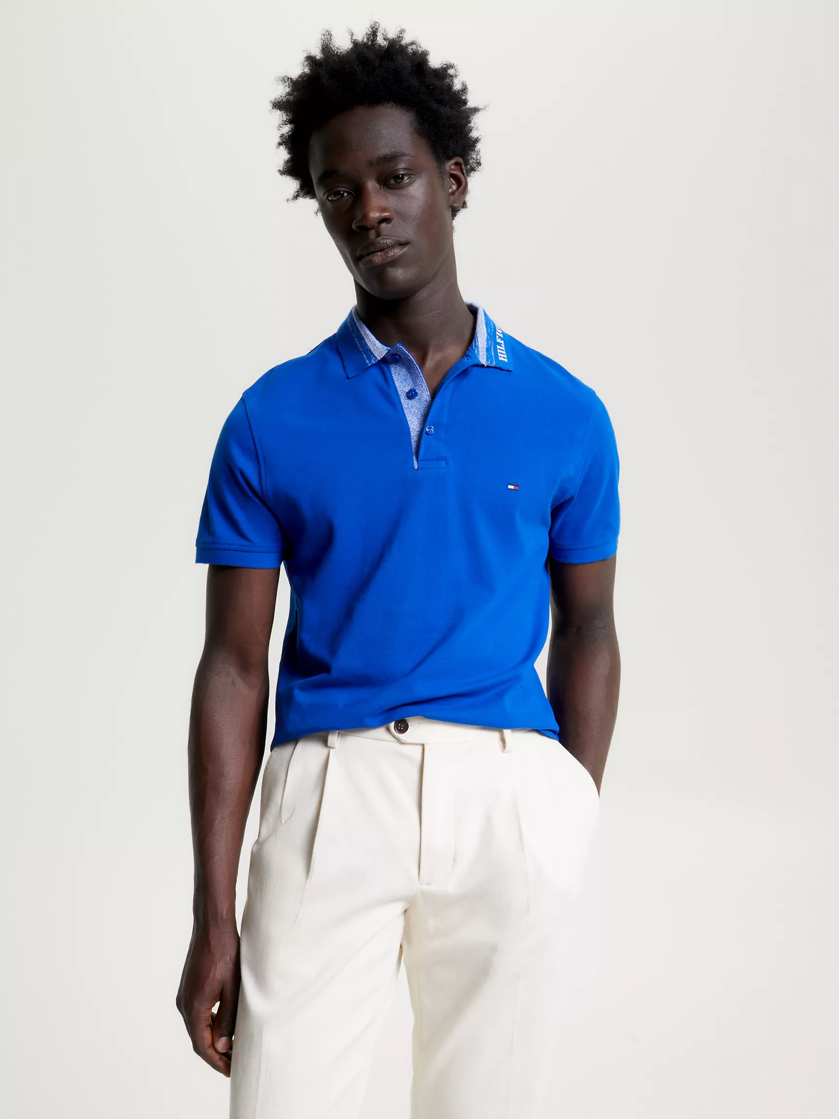 Мужское поло Tommy Hilfiger, Приталенное поло Mouline с логотипом на воротнике